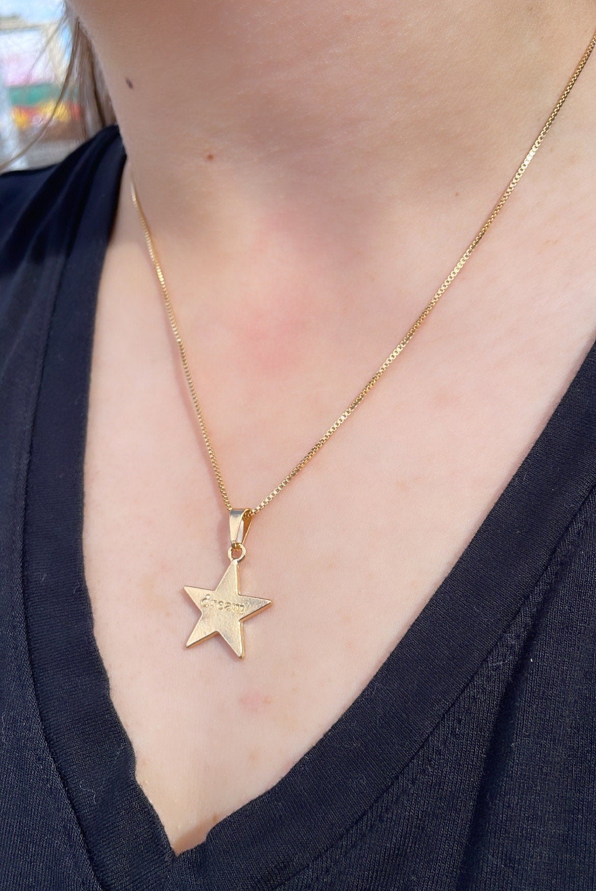 18k Gold Filled Solid Star With Dream Quote Center
