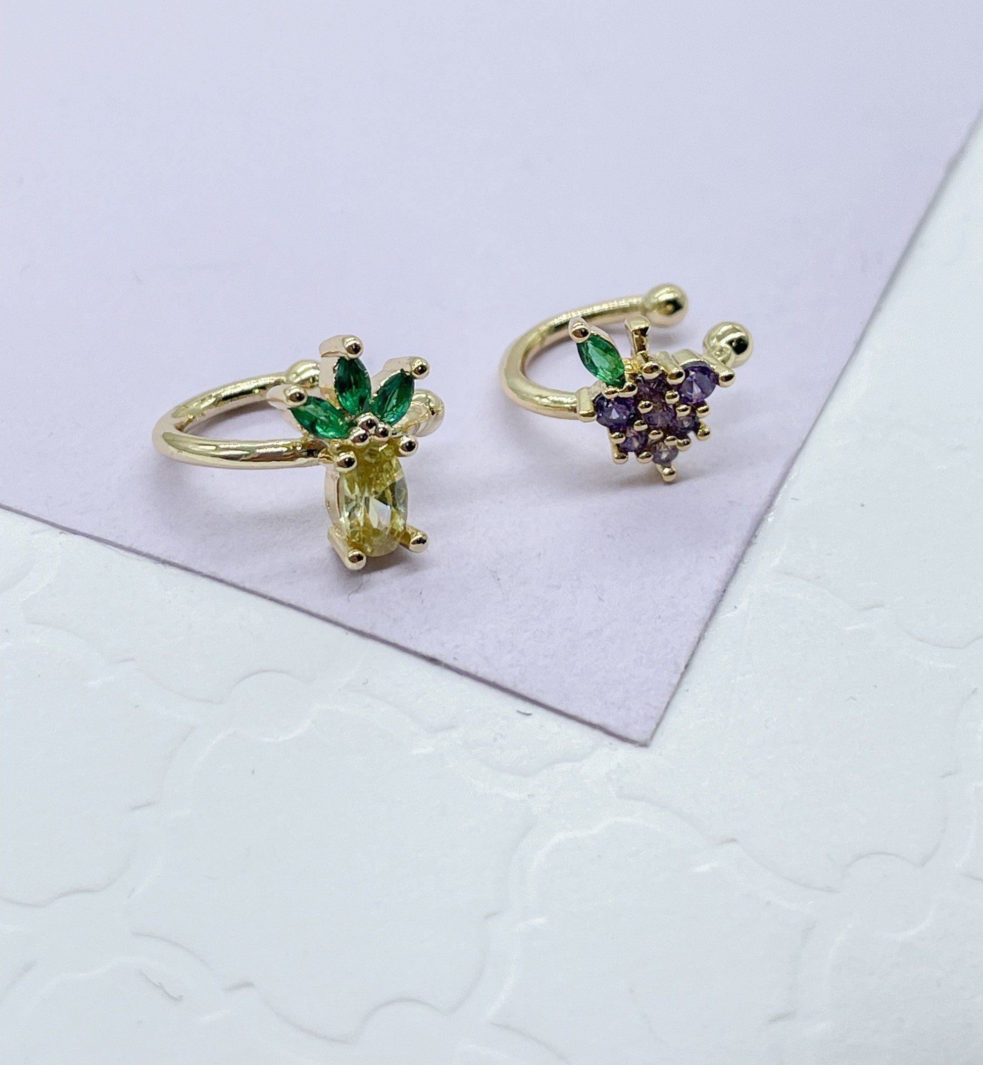 18k Gold Filled Fruit Themed Earring Cuffs