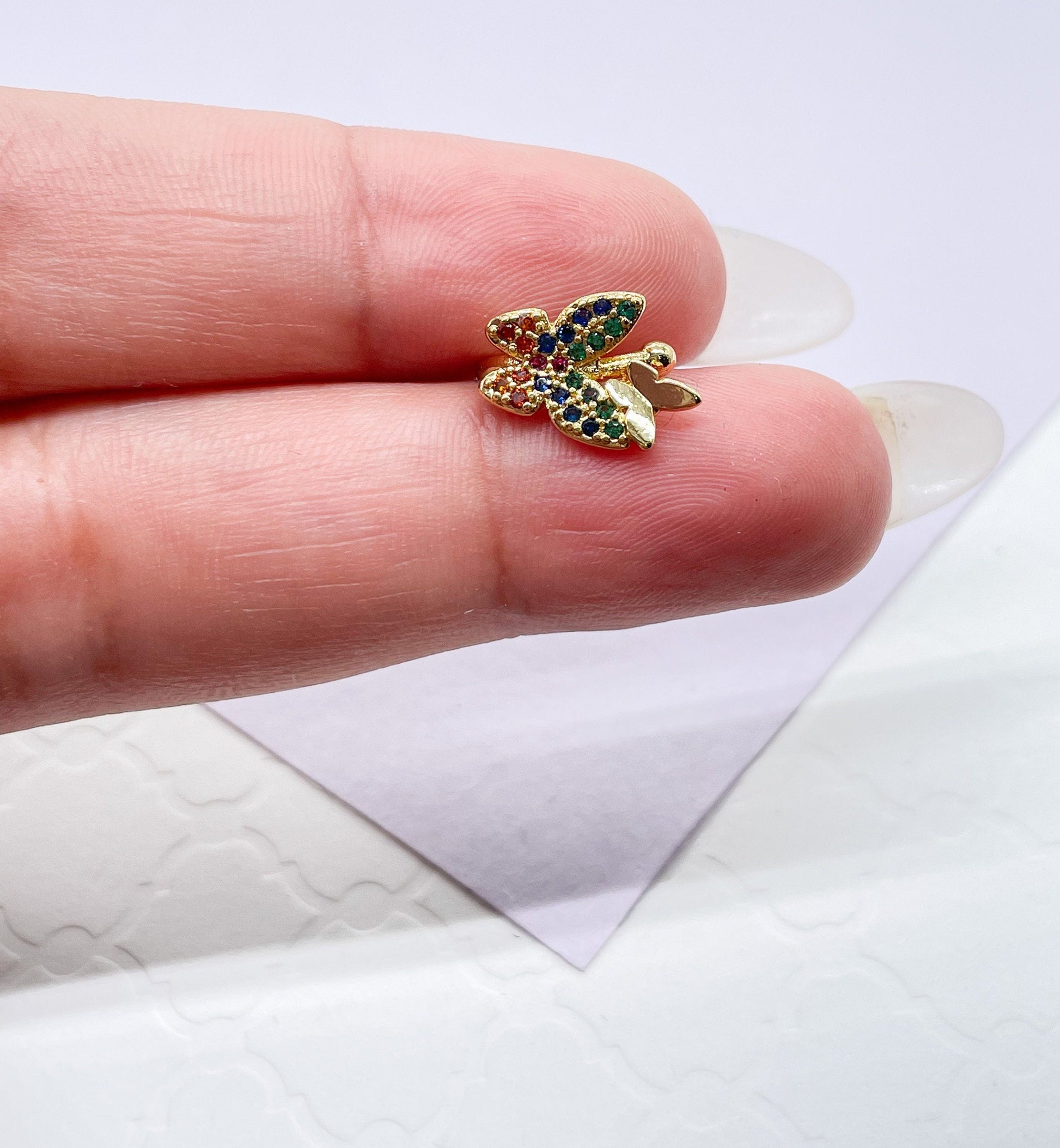 18k Gold Filled Rainbow Themed Butterfly Earring Cuff