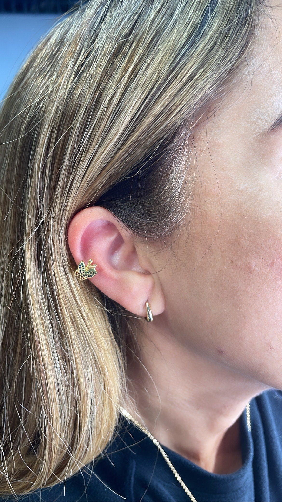 18k Gold Filled Rainbow Themed Butterfly Earring Cuff