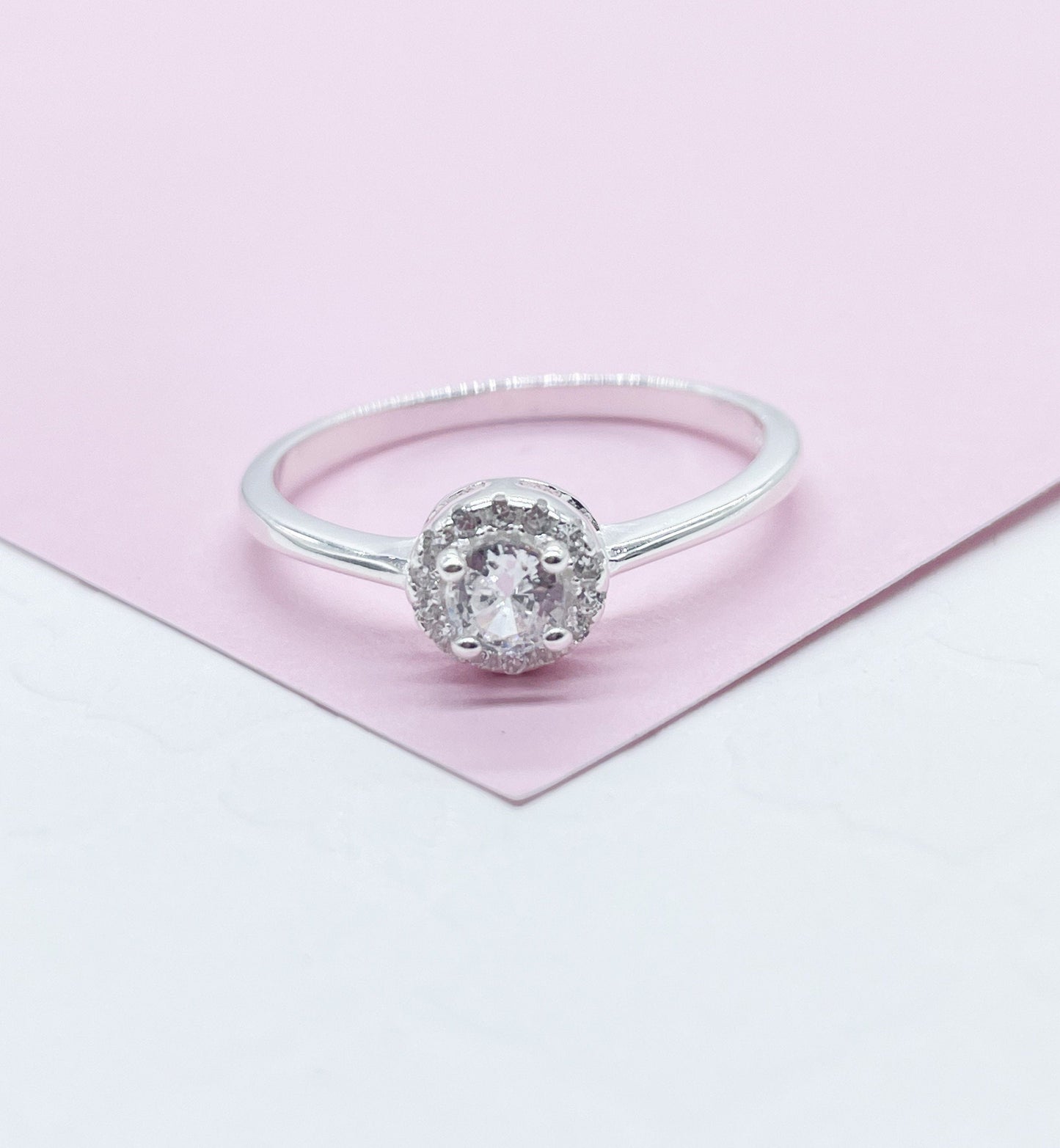 925 Silver Solitare Ring With Round CZ Stones