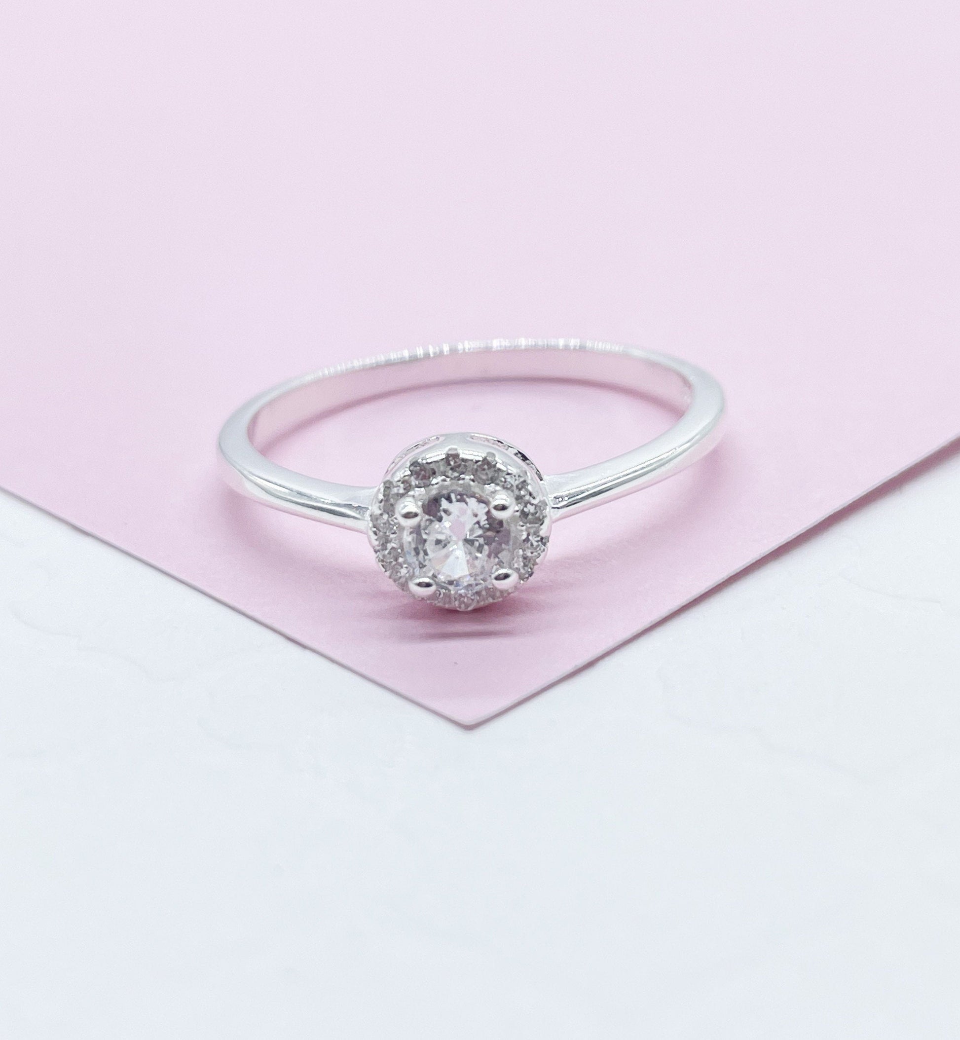 925 Silver Solitare Ring With Round CZ Stones