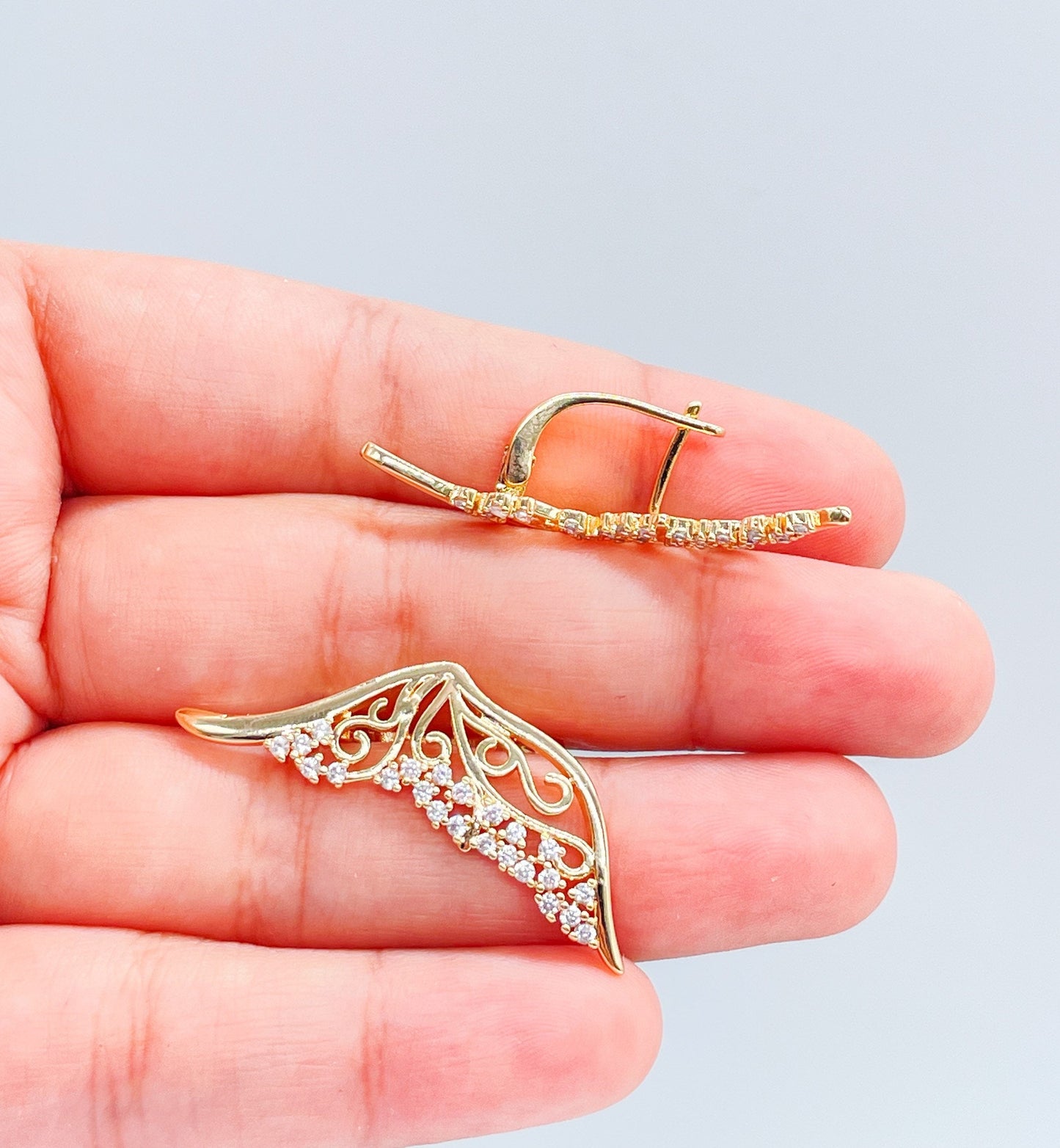 18k Gold Filled Butterfly Earring With Zirconia Stones
