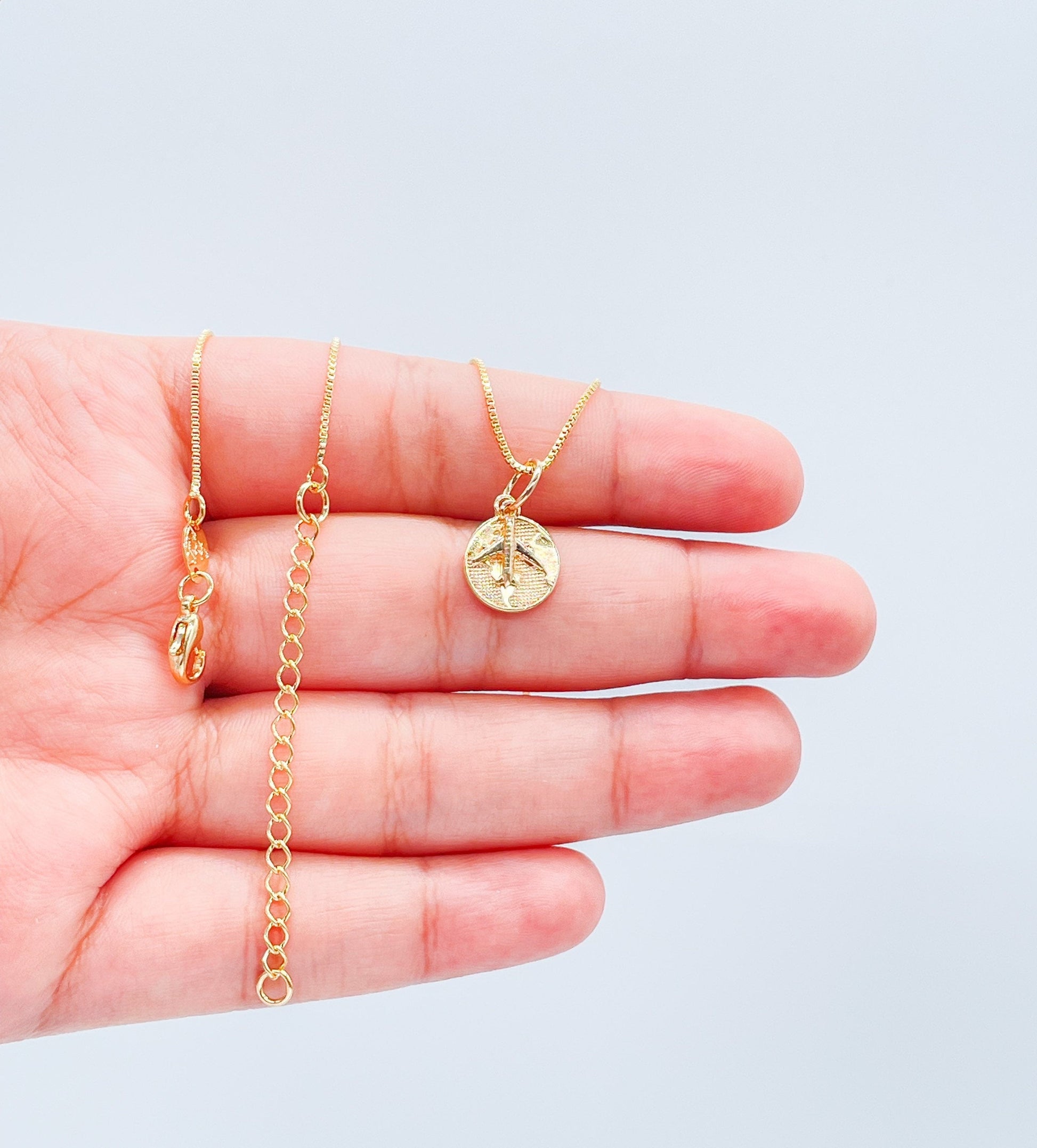 18k Gold Filled World Map Medallion Set