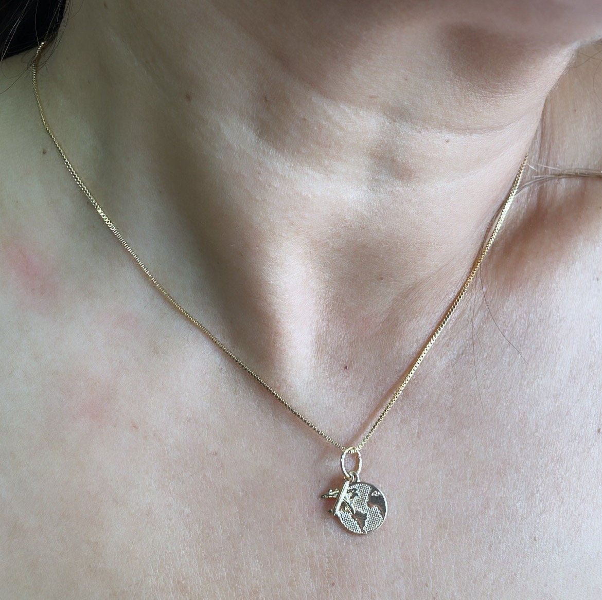 18k Gold Filled World Map Medallion Set