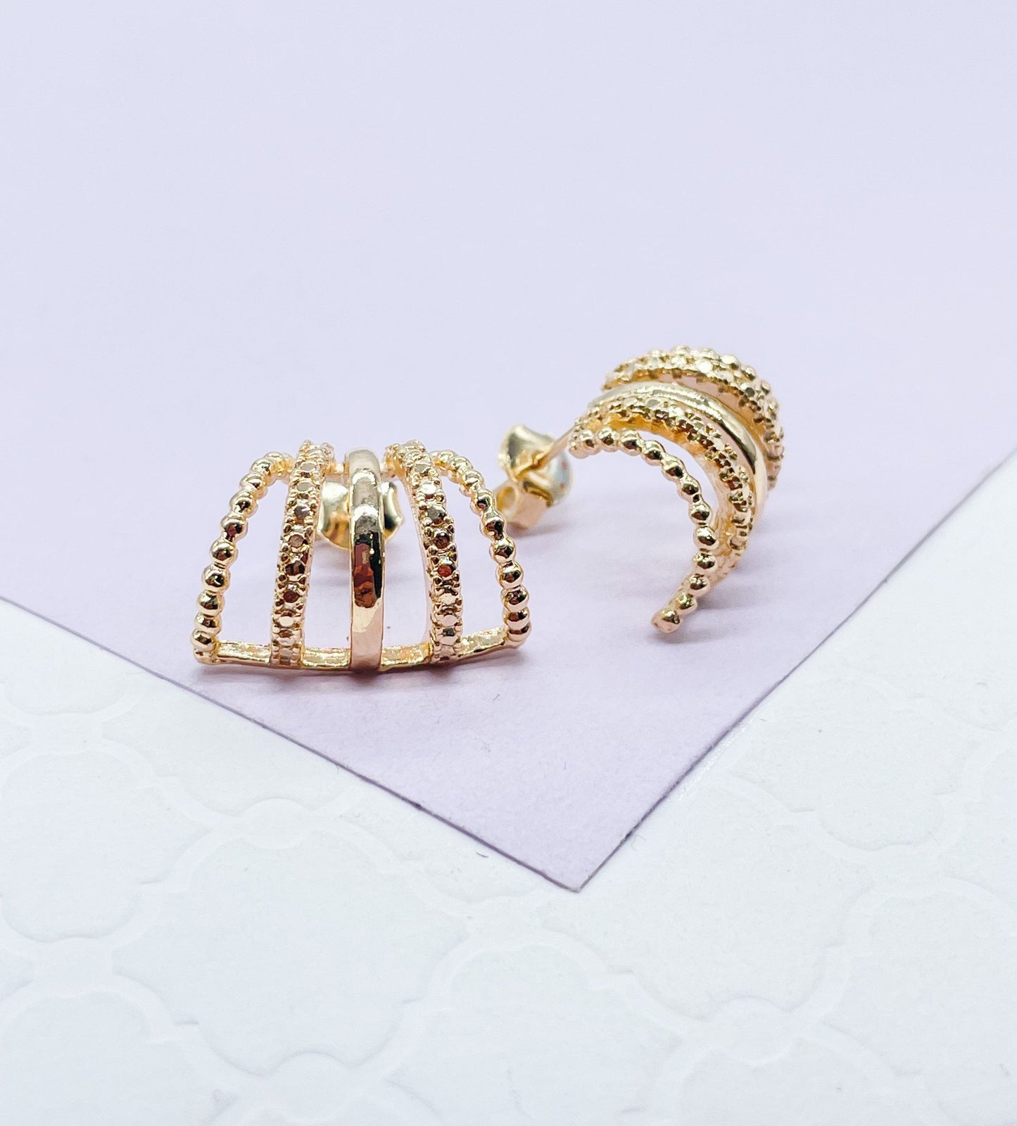 18k Gold Filled Open Ended Twisted Creole Hoop Earrings