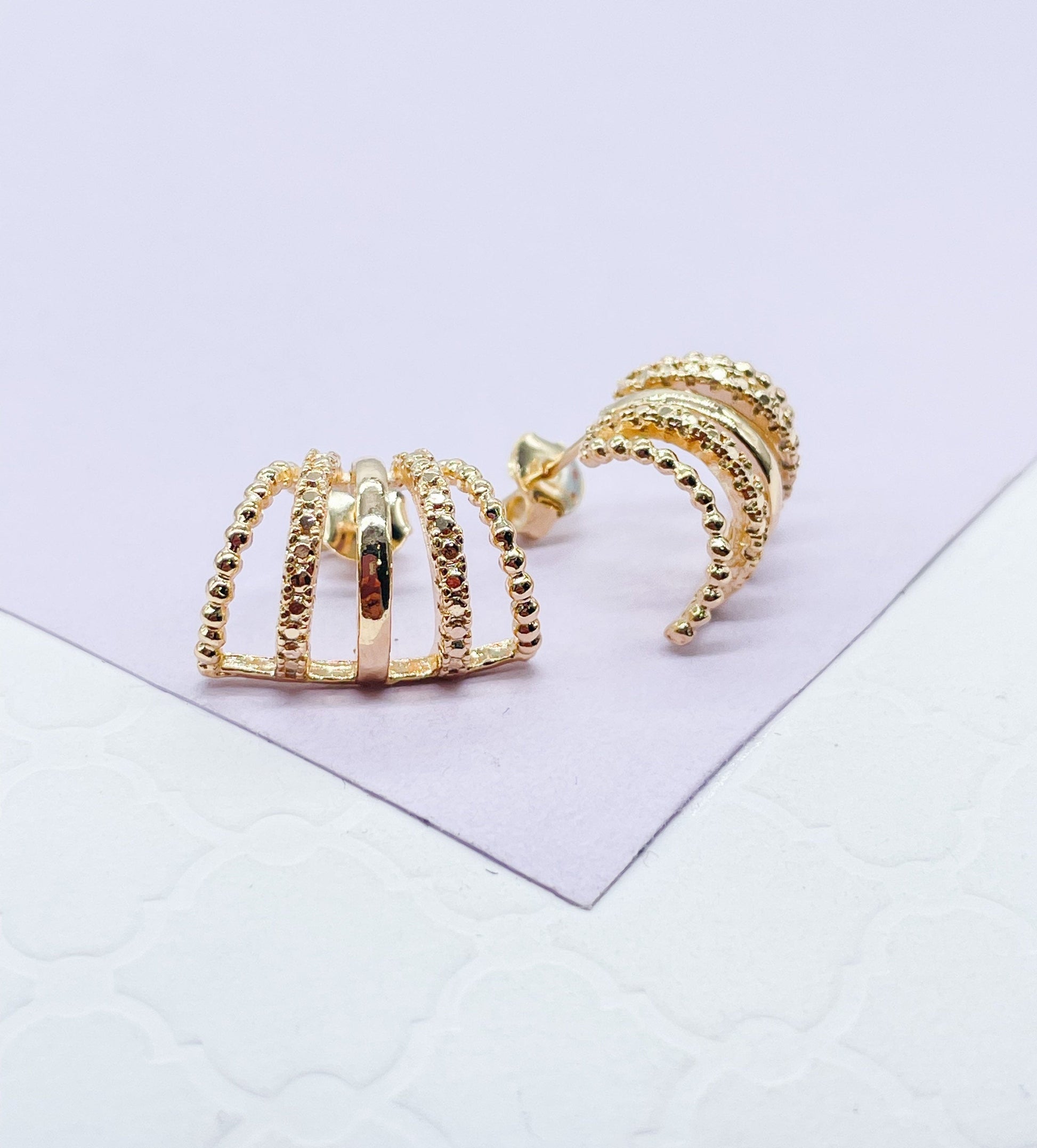 18k Gold Filled Open Ended Twisted Creole Hoop Earrings