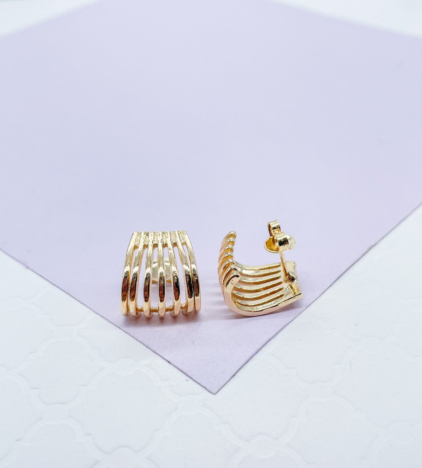 18k Gold Filled Open Smooth Multi-Rowed Hoop Earrings