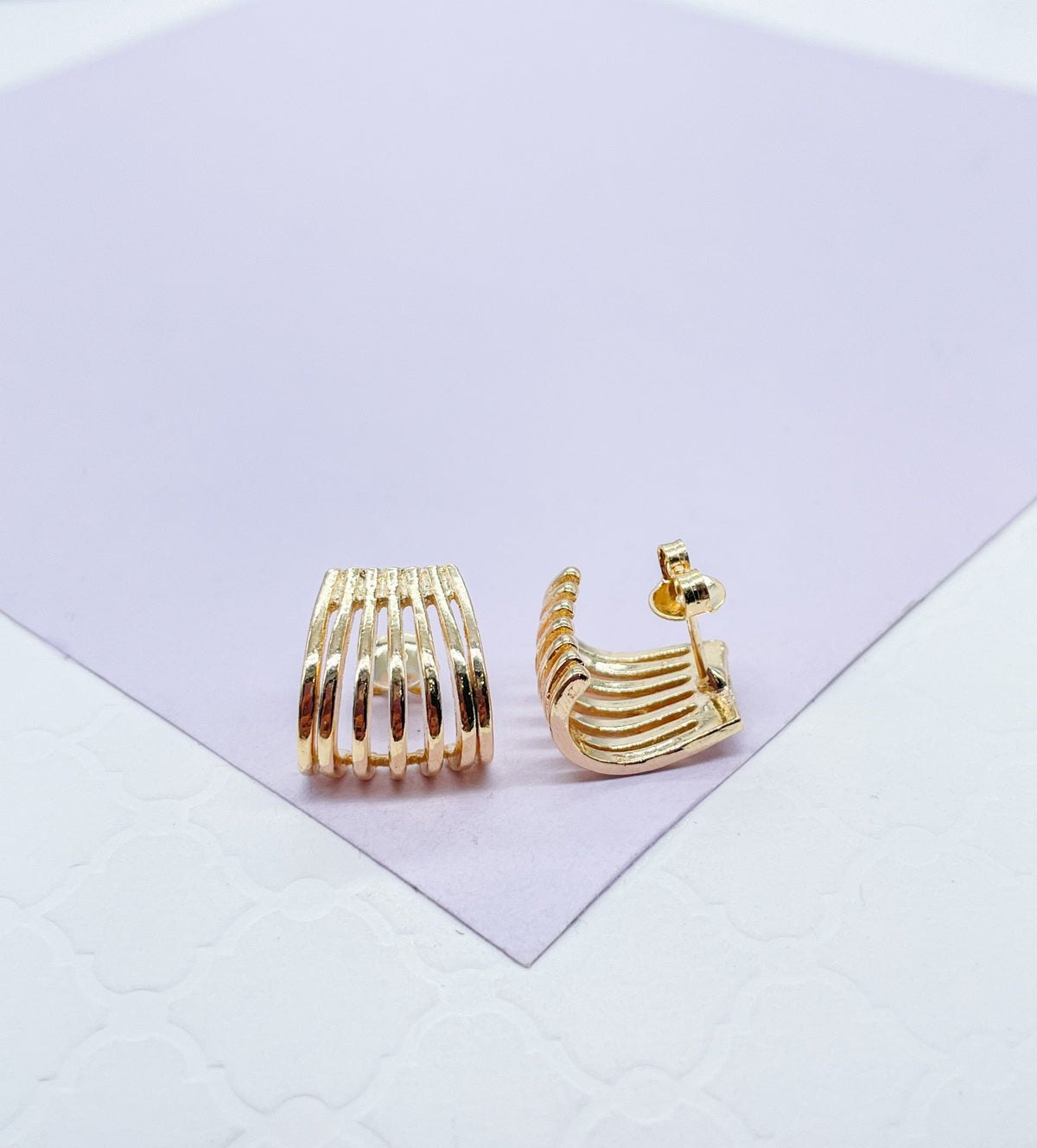 18k Gold Filled Open Smooth Multi-Rowed Hoop Earrings