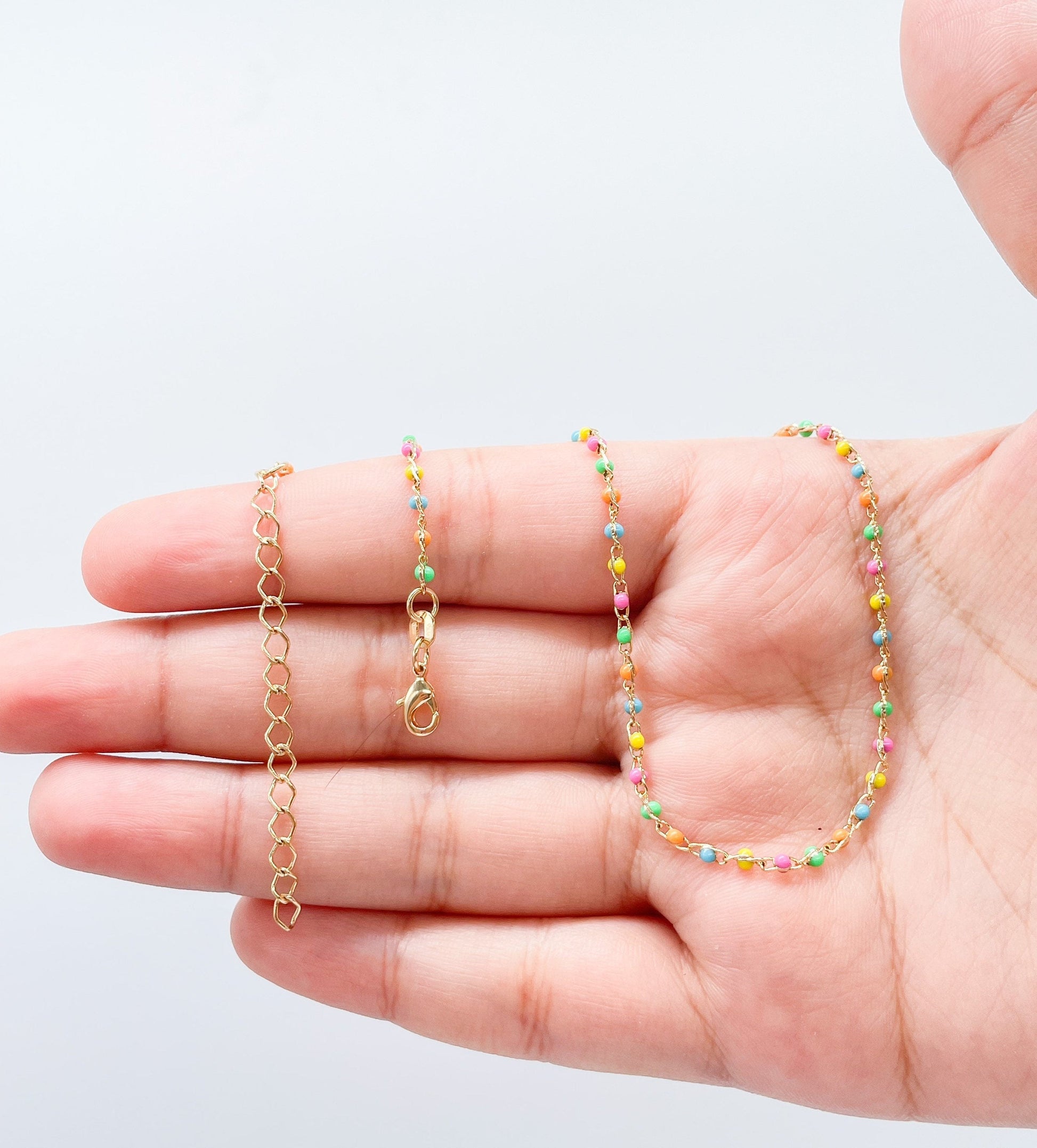 18k Dainty Colorful Small Bead Set