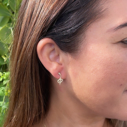18k Gold Filled Plain Snake Stud Earring