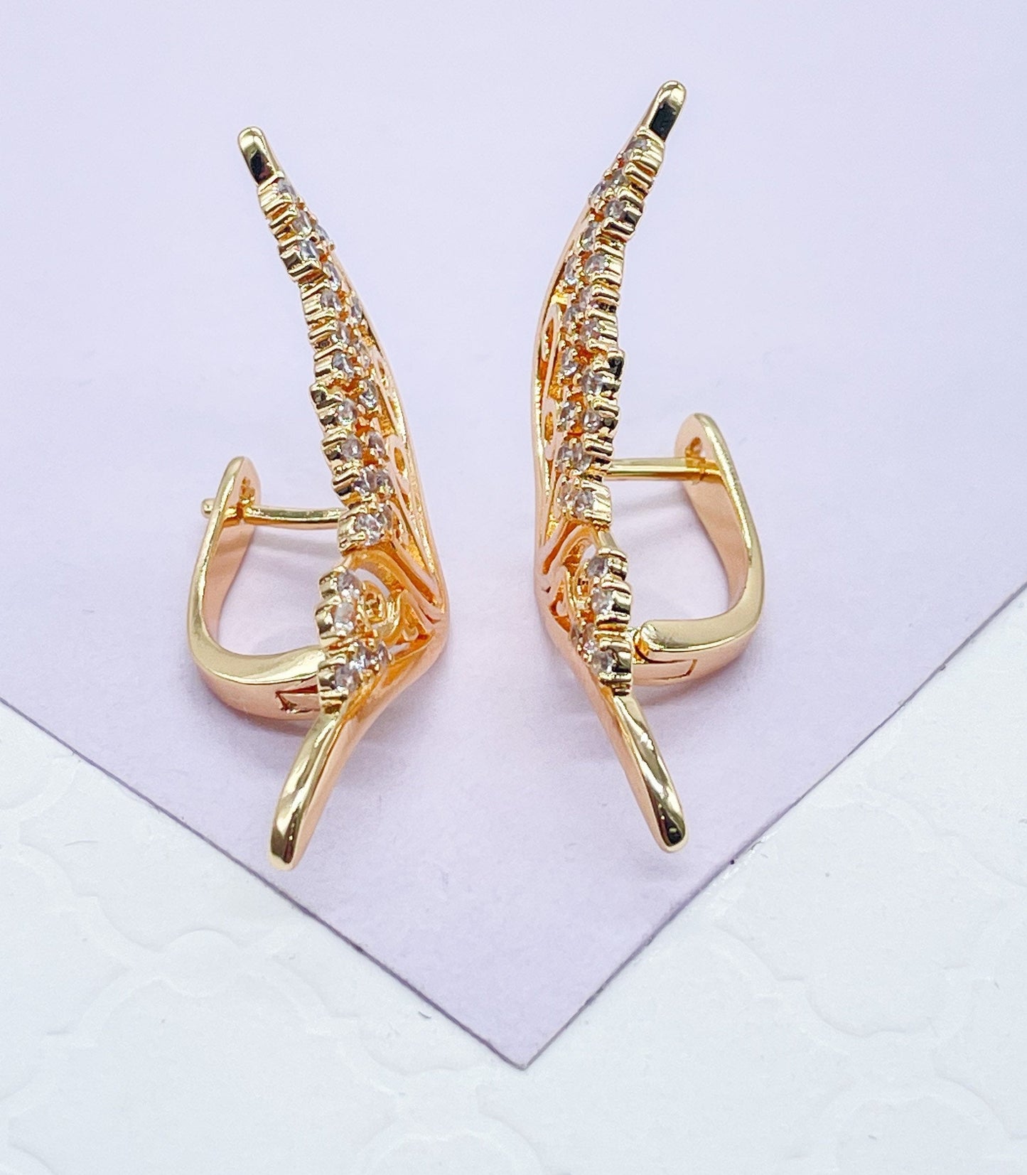 18k Gold Filled Butterfly Earring With Zirconia Stones