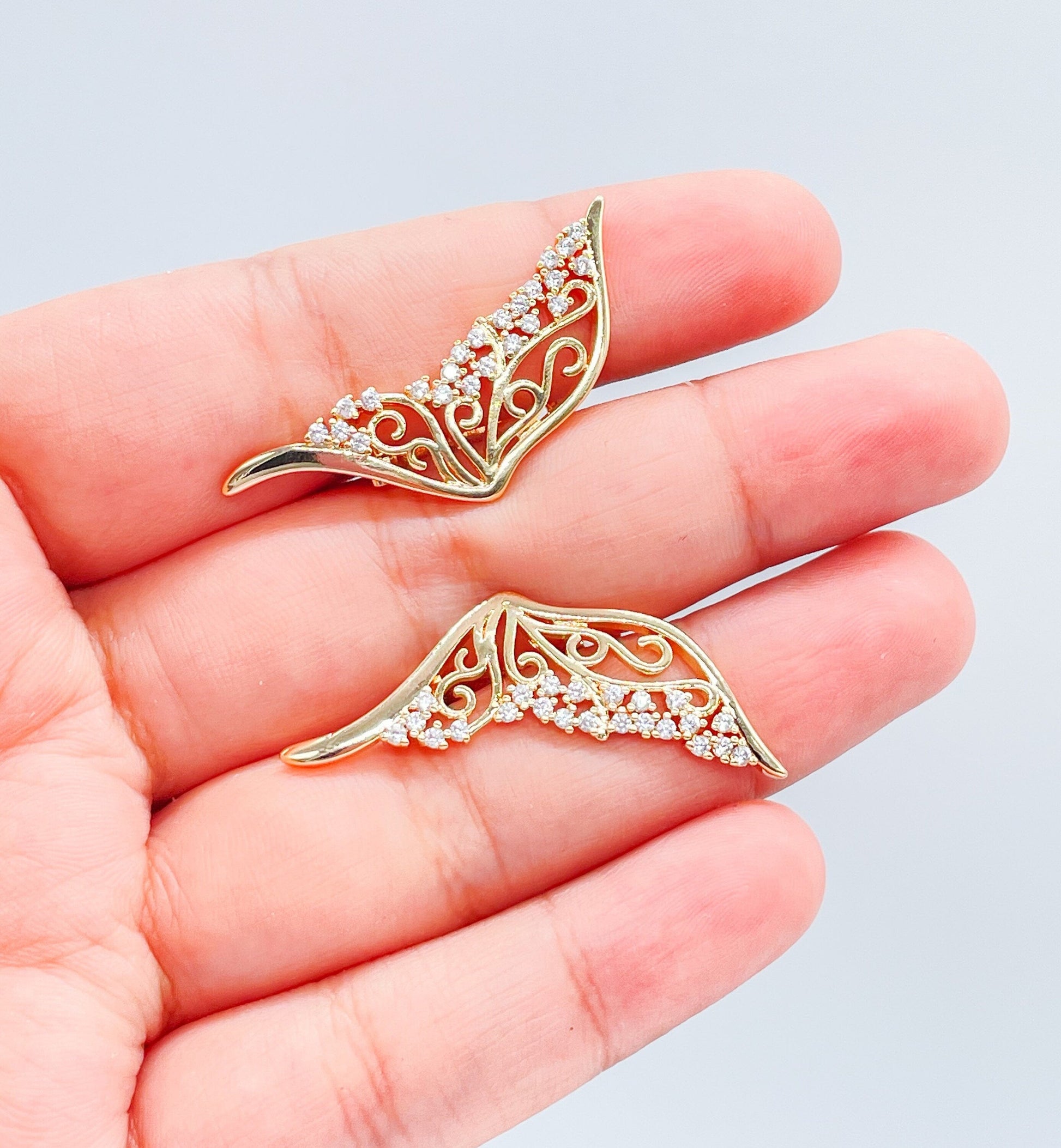 18k Gold Filled Butterfly Earring With Zirconia Stones