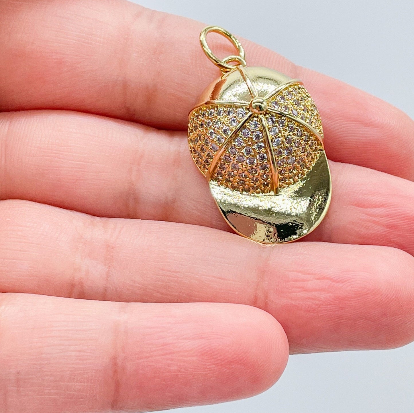 18k Gold Filled Large Pave Cap Pendant