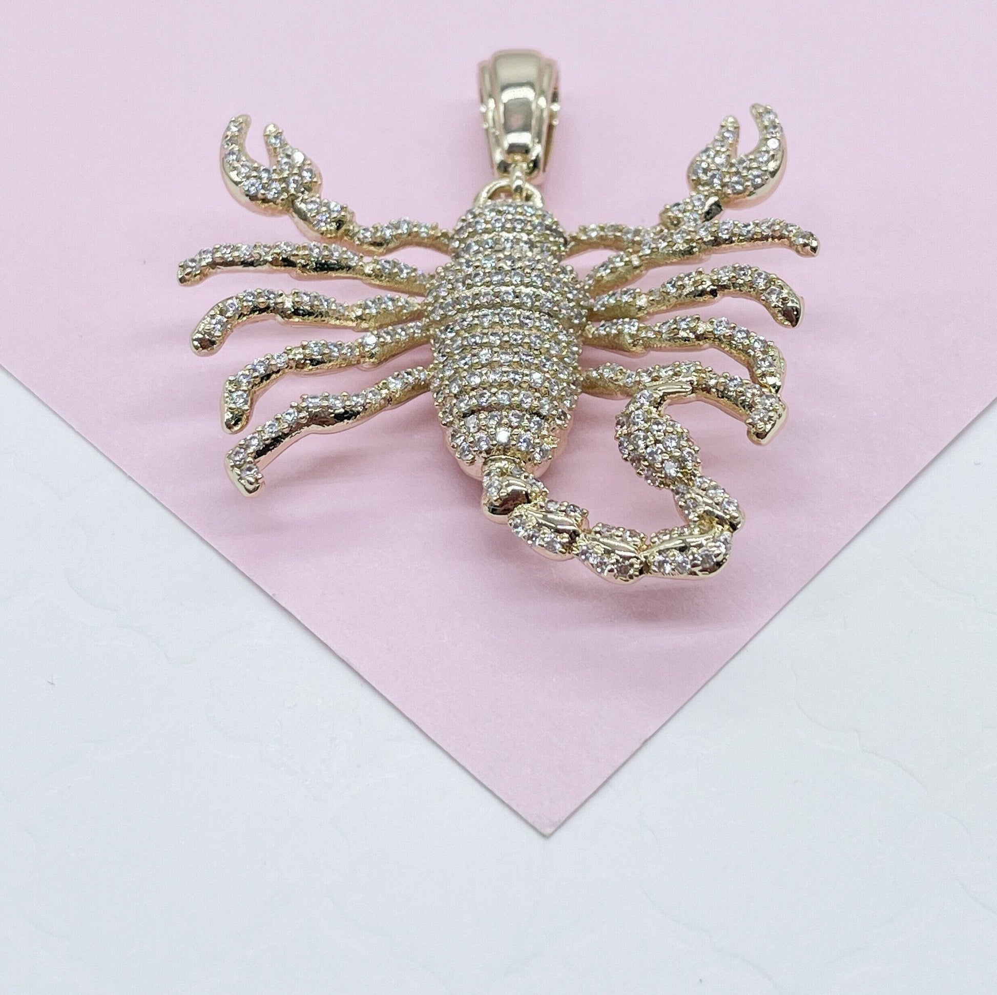 18k Gold Filled CZ Pave Scorpion Pendant