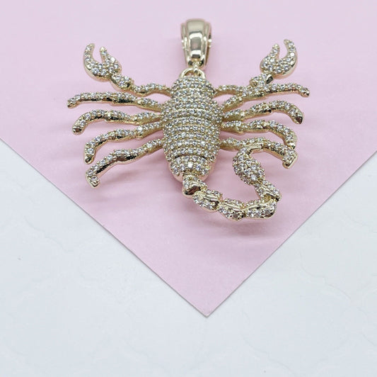18k Gold Filled CZ Pave Scorpion Pendant