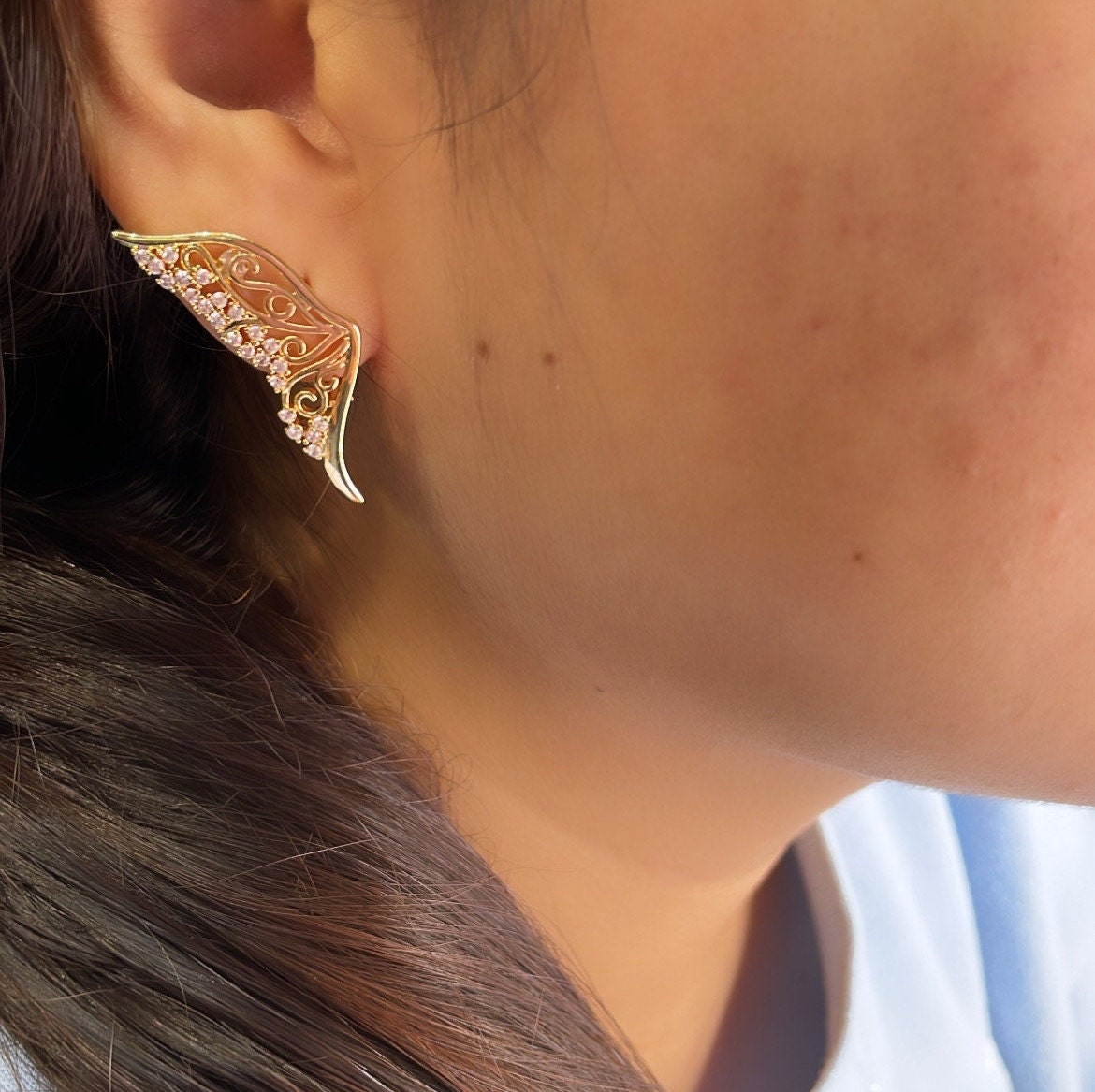 18k Gold Filled Butterfly Earring With Zirconia Stones