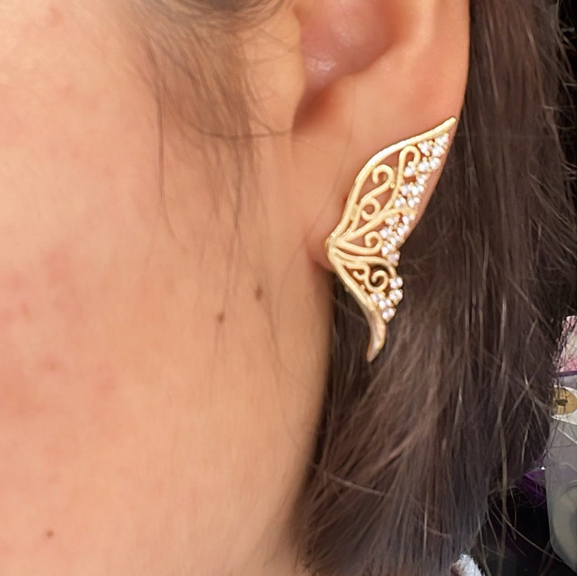 18k Gold Filled Butterfly Earring With Zirconia Stones