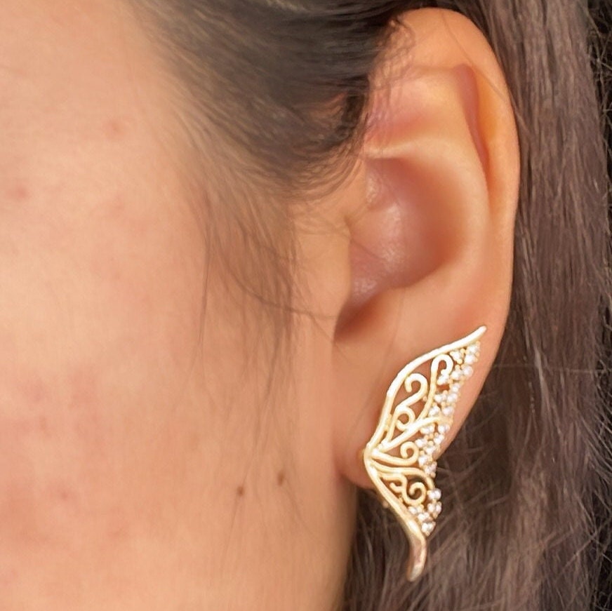 18k Gold Filled Butterfly Earring With Zirconia Stones