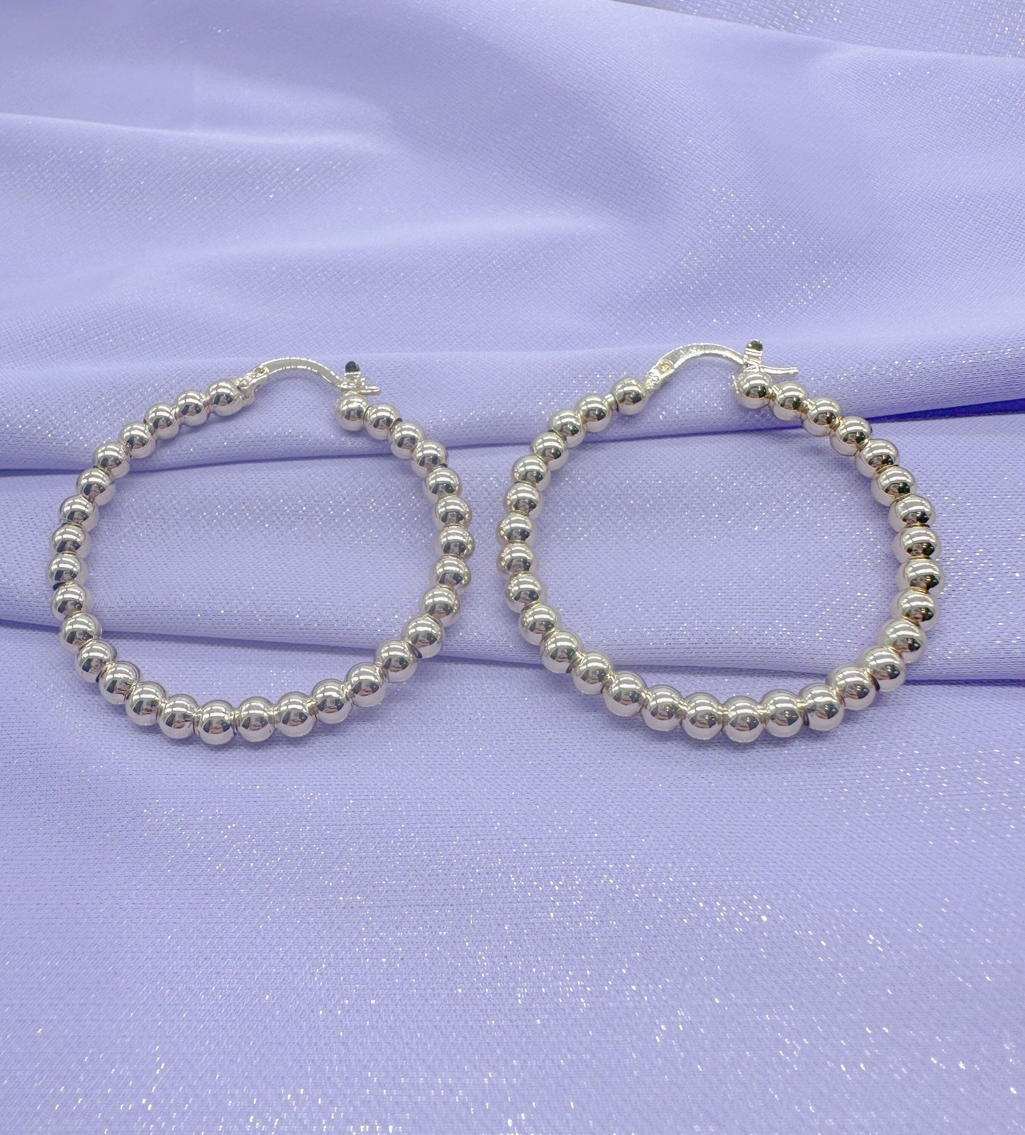 18k Gold Filled 4mm Beaded Hoop Earring
