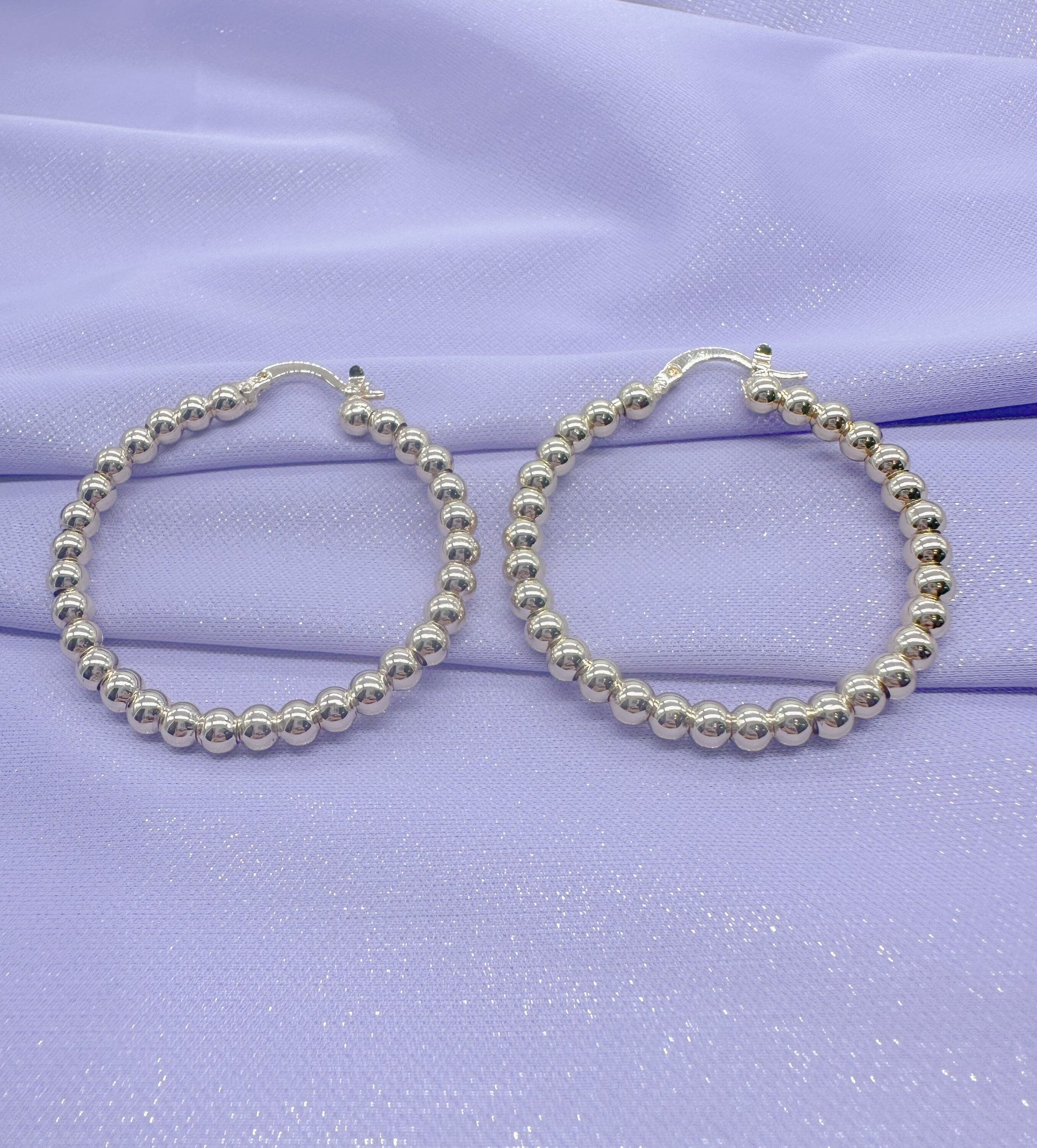 18k Gold Filled 4mm Beaded Hoop Earring