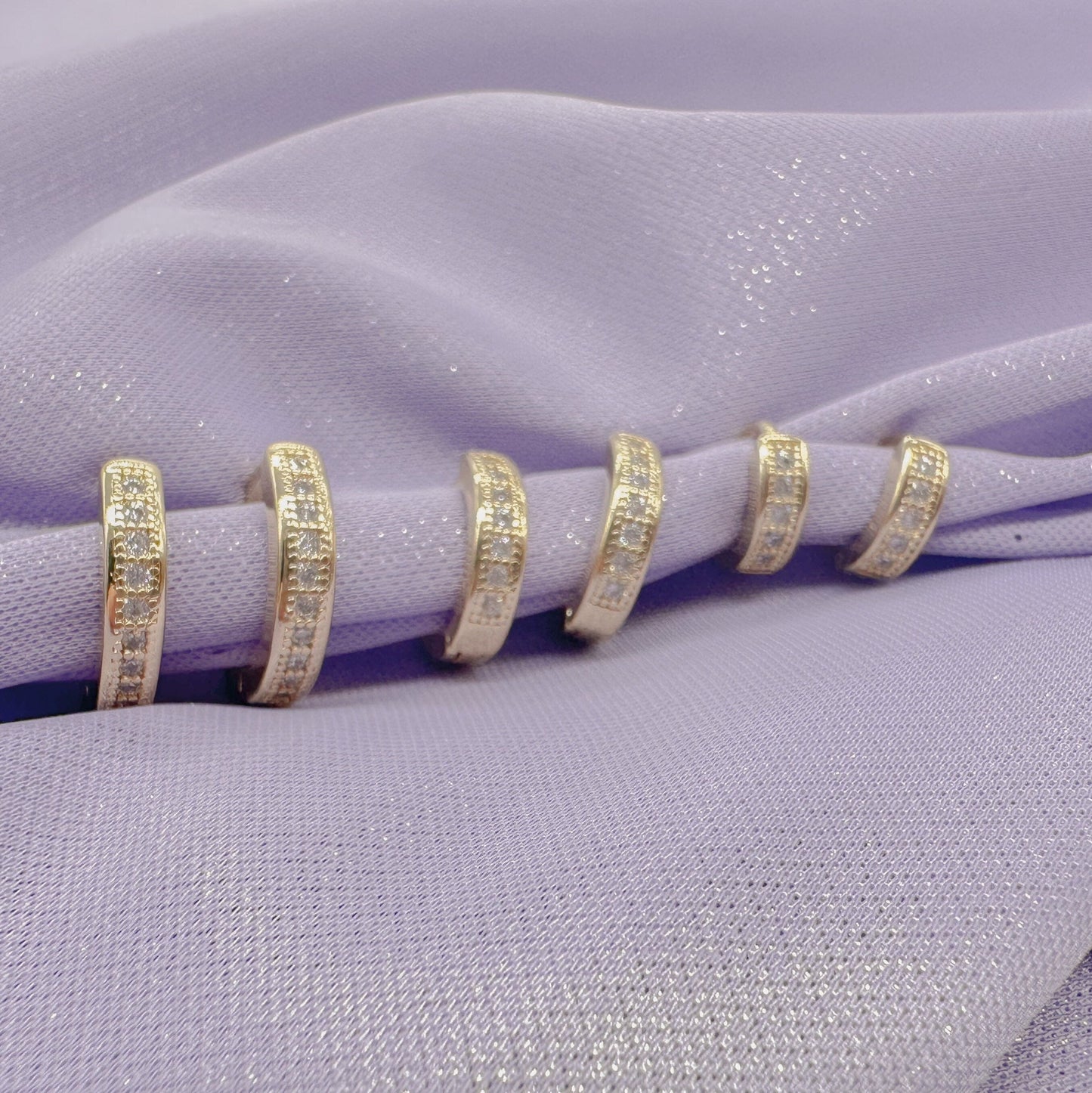 18k Gold Filled Set of 3 Simple Pave Hoop Earrings