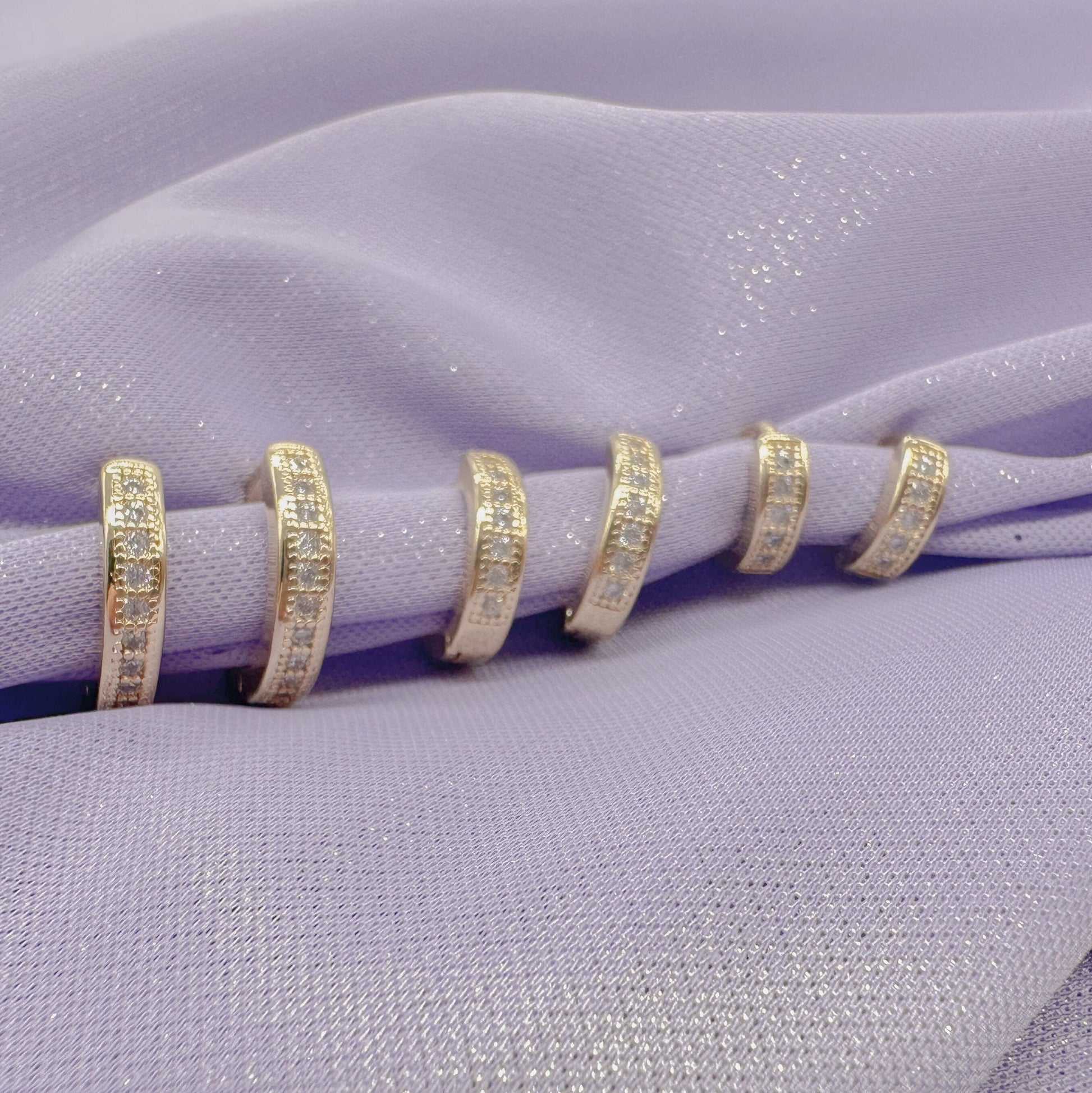 18k Gold Filled Set of 3 Simple Pave Hoop Earrings