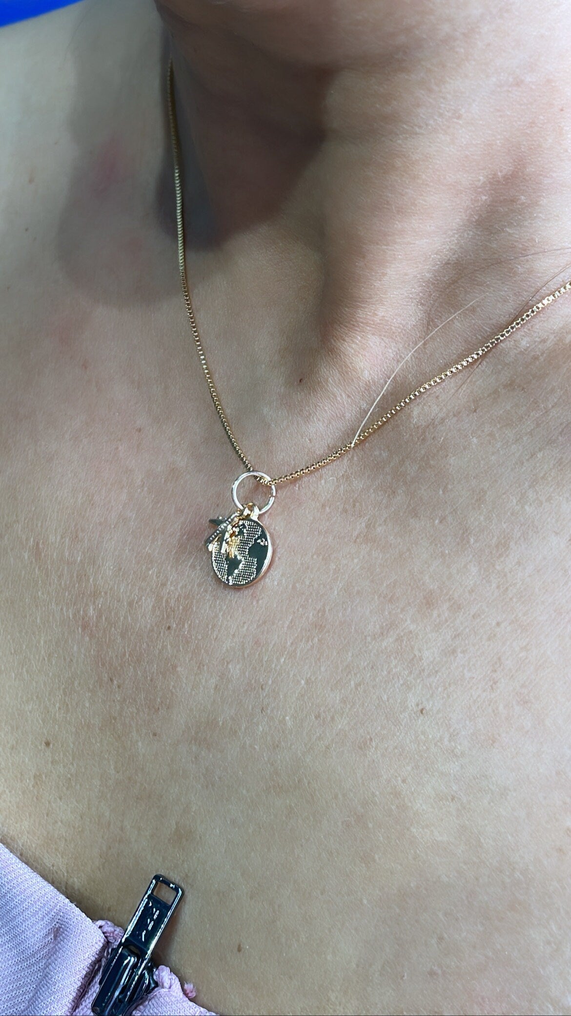 18k Gold Filled World Map Medallion Set