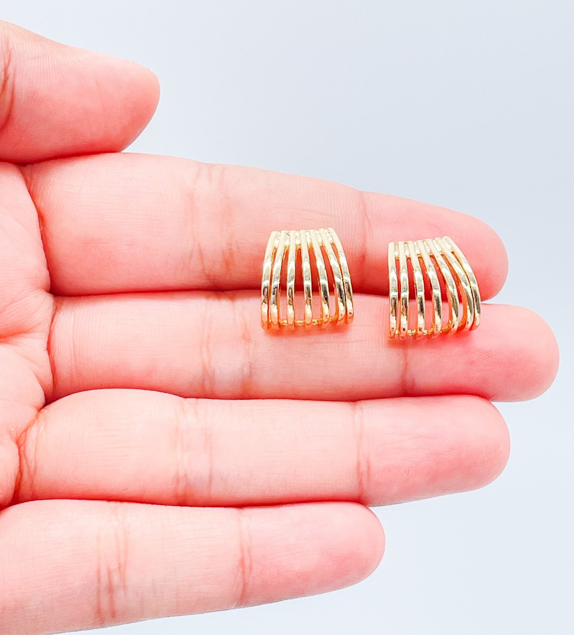 18k Gold Filled Open Smooth Multi-Rowed Hoop Earrings