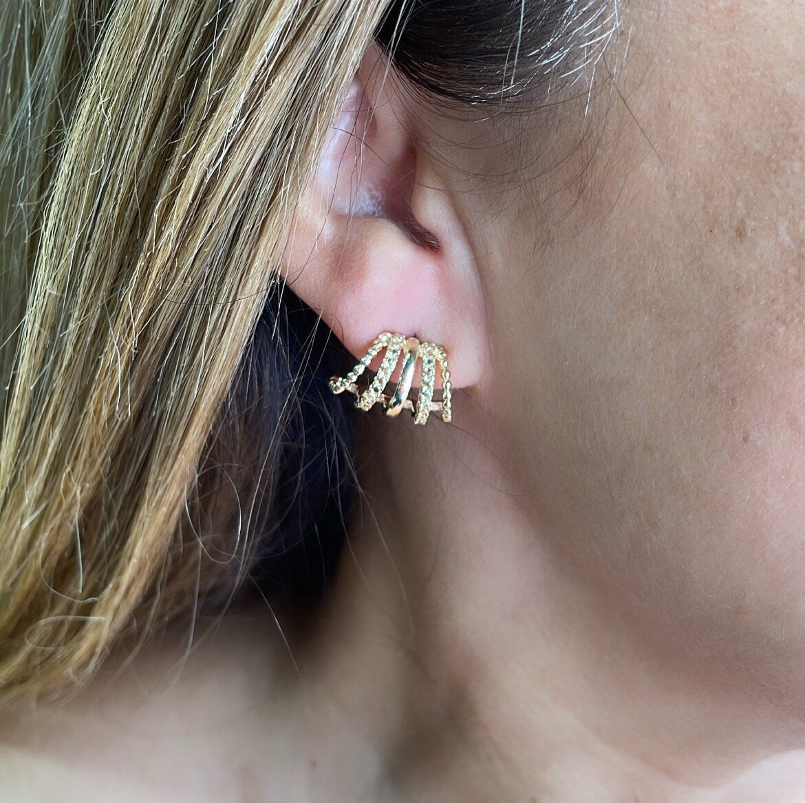 18k Gold Filled Open Ended Twisted Creole Hoop Earrings