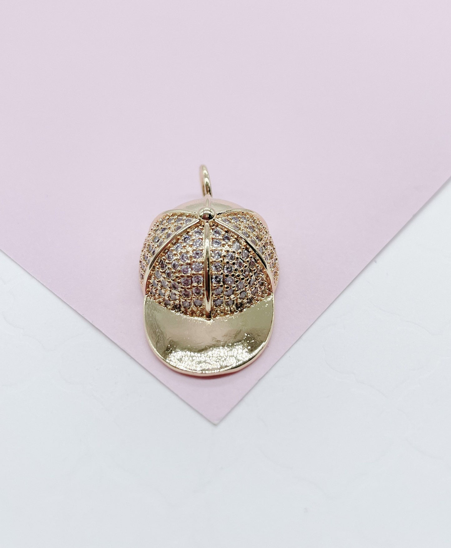 18k Gold Filled Large Pave Cap Pendant