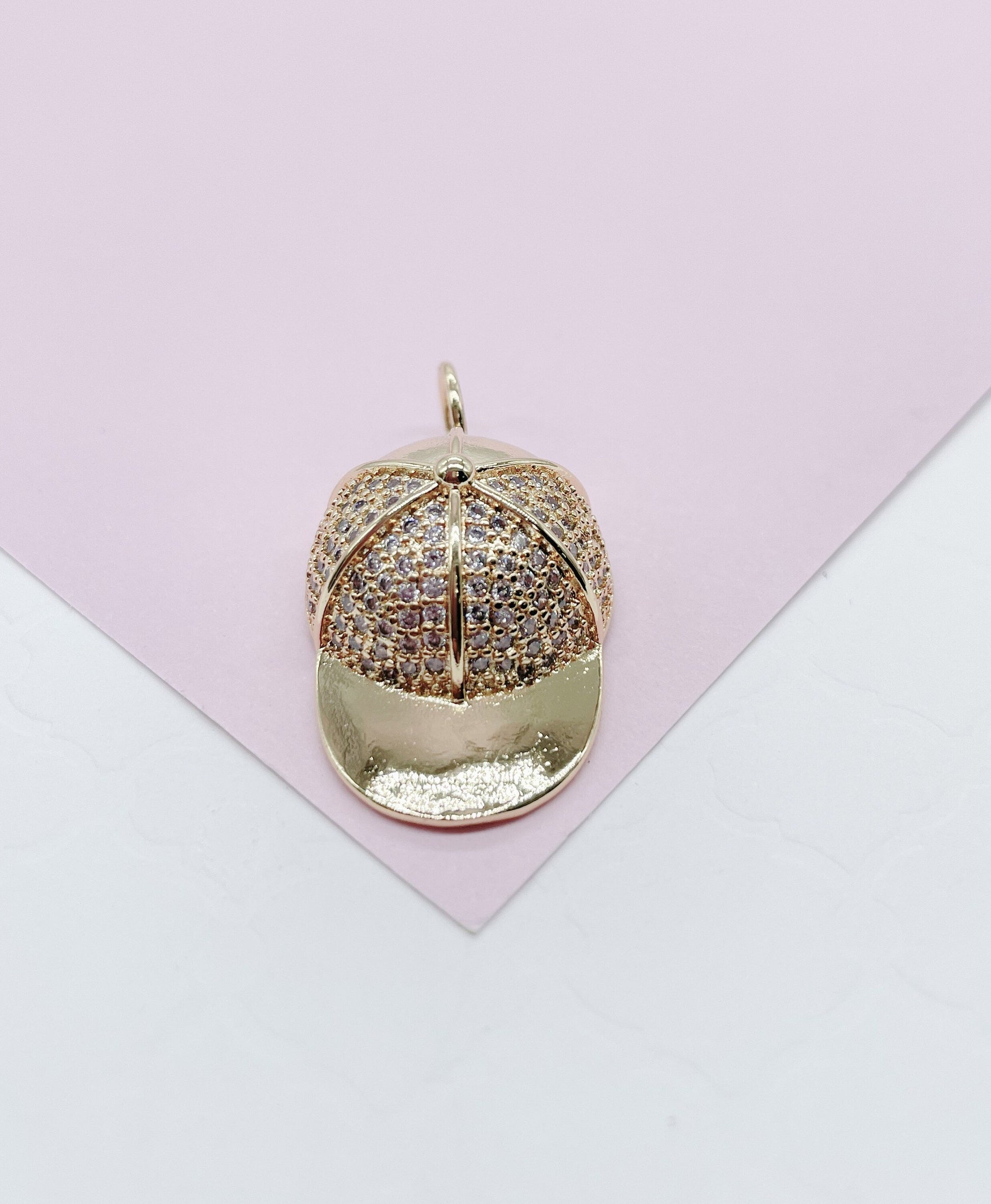 18k Gold Filled Large Pave Cap Pendant