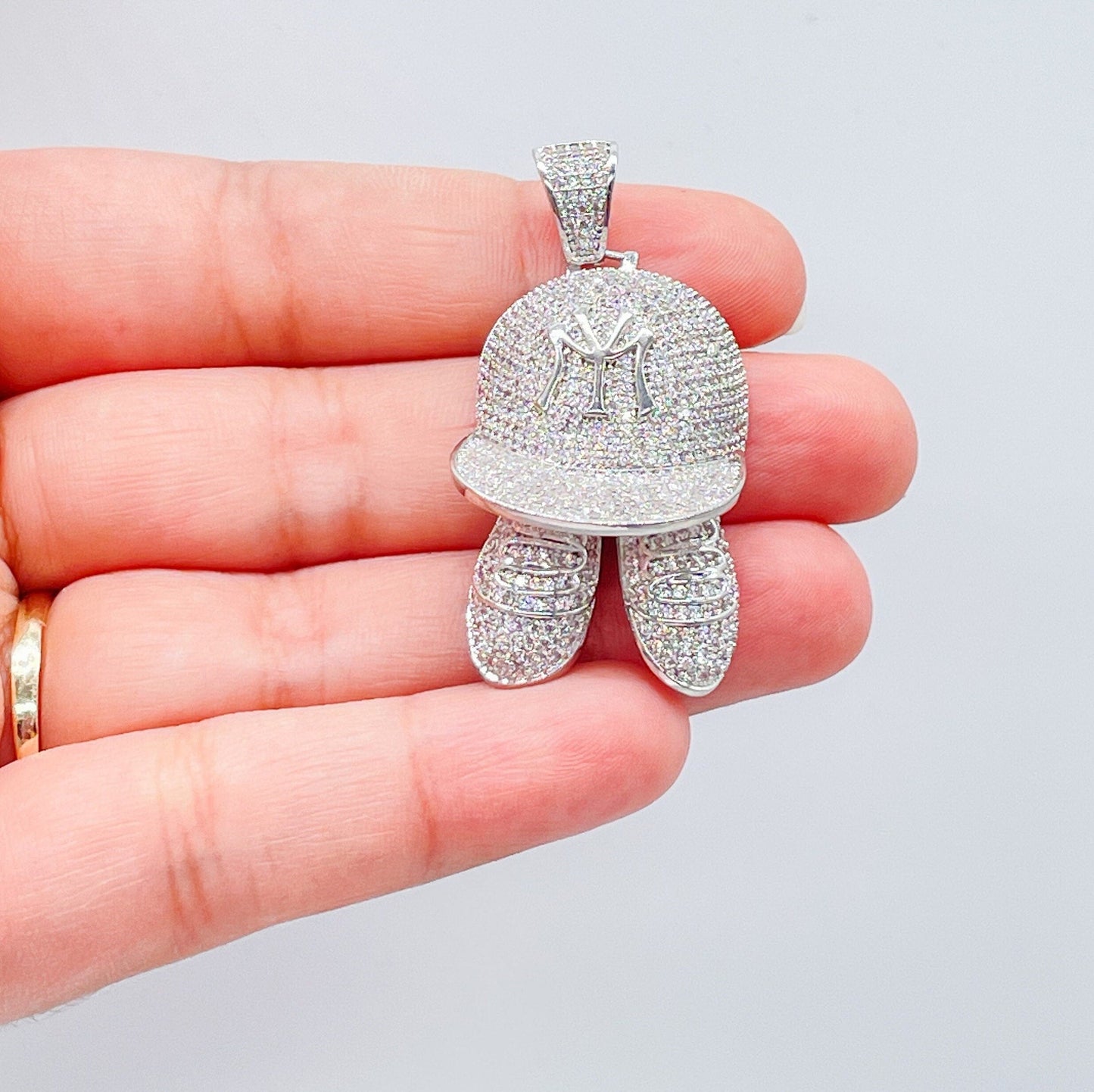 18k Gold Filled Micro Pavê Large Baseball Cap with shoes Pendant