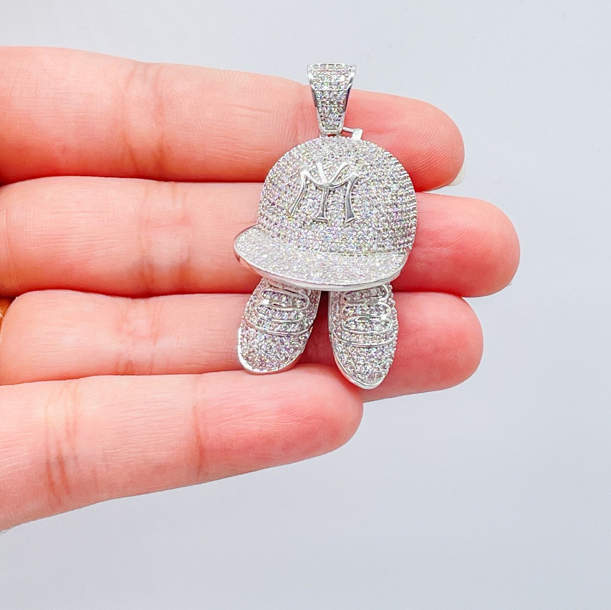 18k Gold Filled Micro Pavê Large Baseball Cap with shoes Pendant