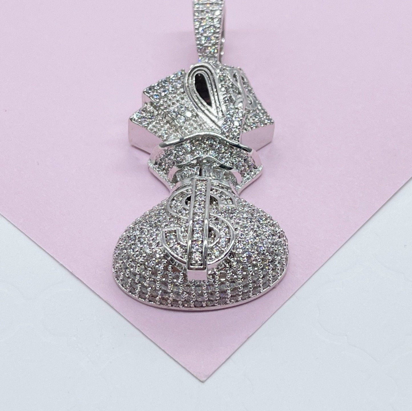 18k Gold Filled Micro Pavê Zirconia Money Bag Charm Pendant