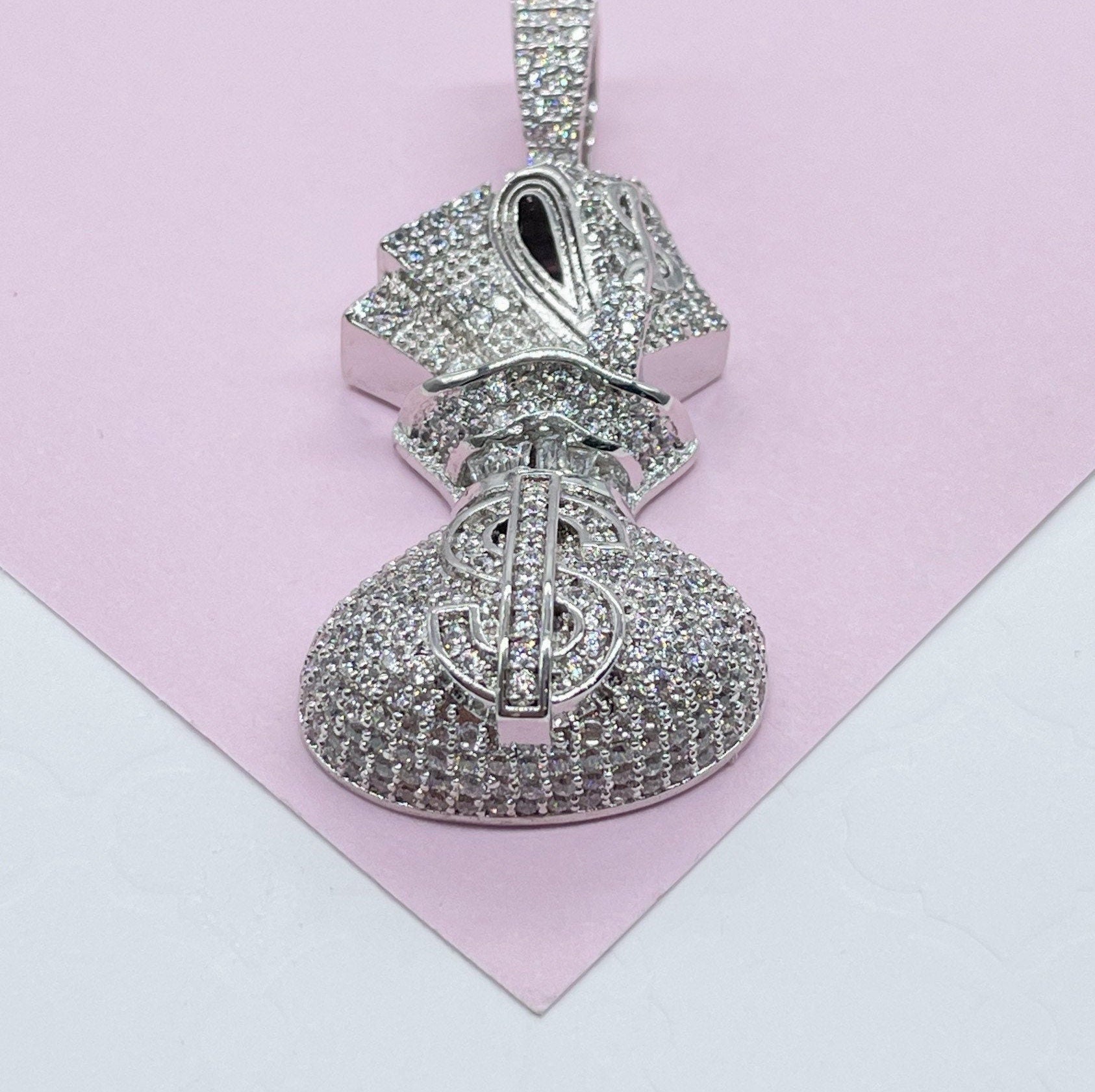 18k Gold Filled Micro Pavê Zirconia Money Bag Charm Pendant