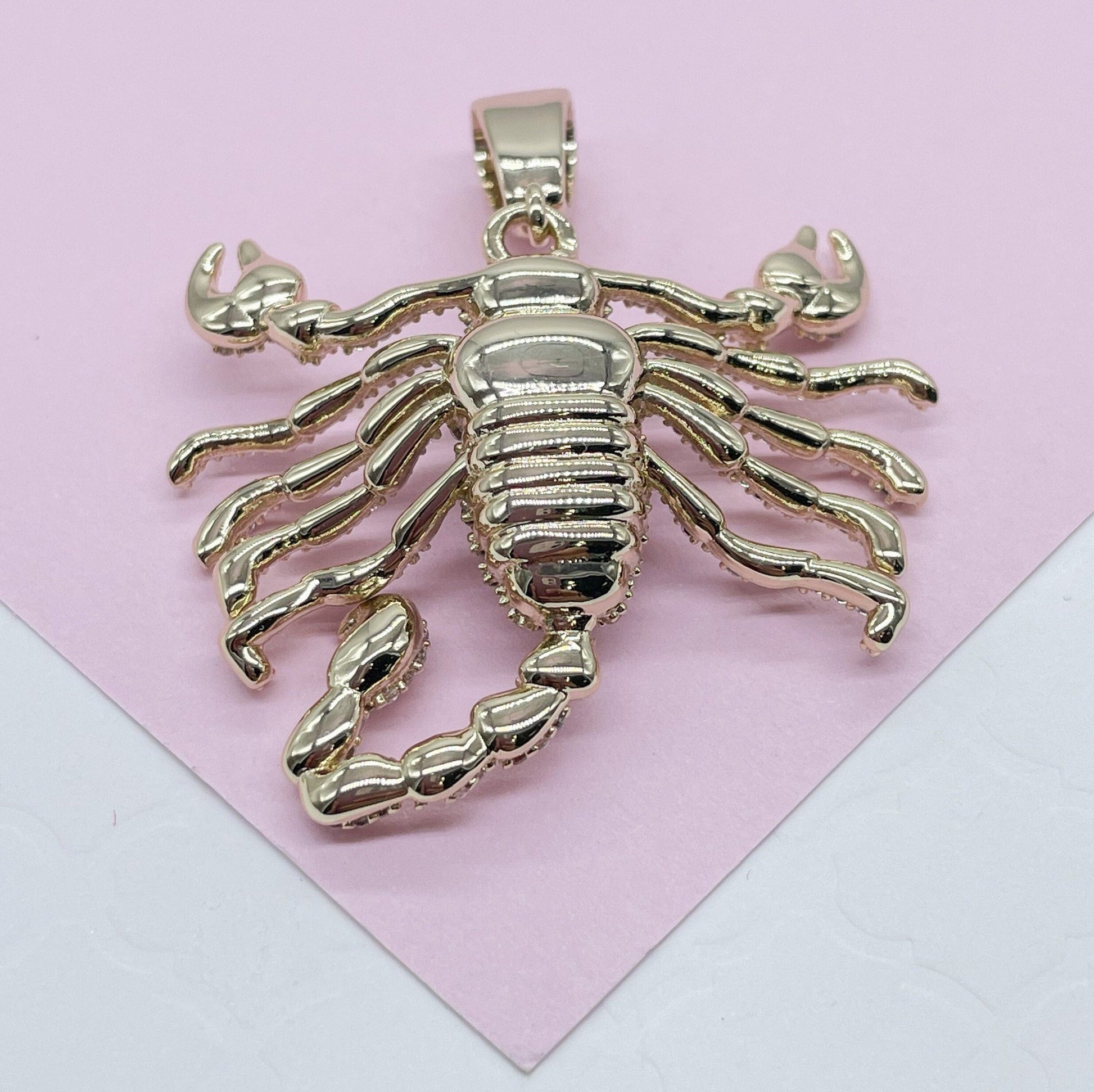 18k Gold Filled CZ Pave Scorpion Pendant