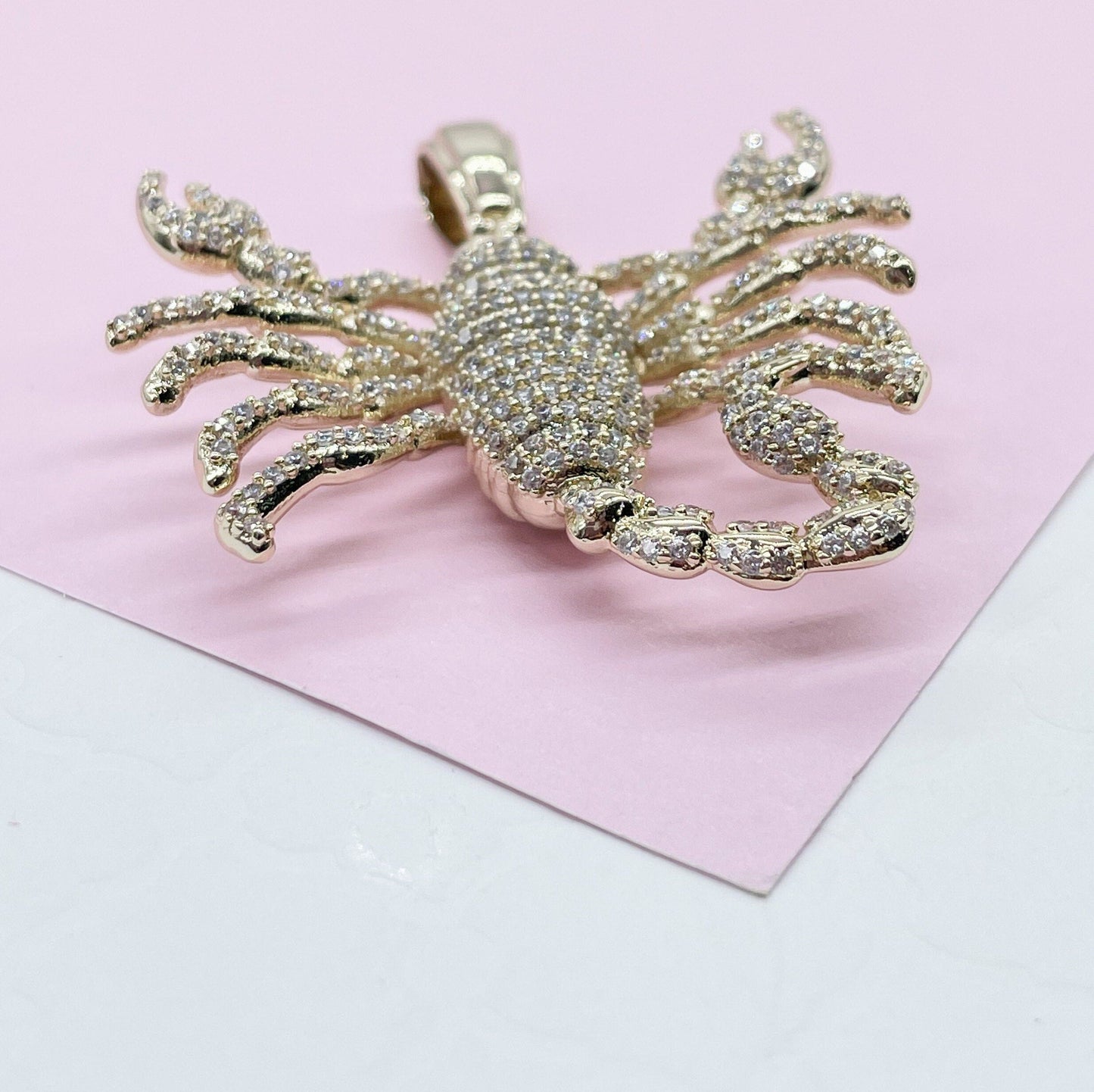 18k Gold Filled CZ Pave Scorpion Pendant