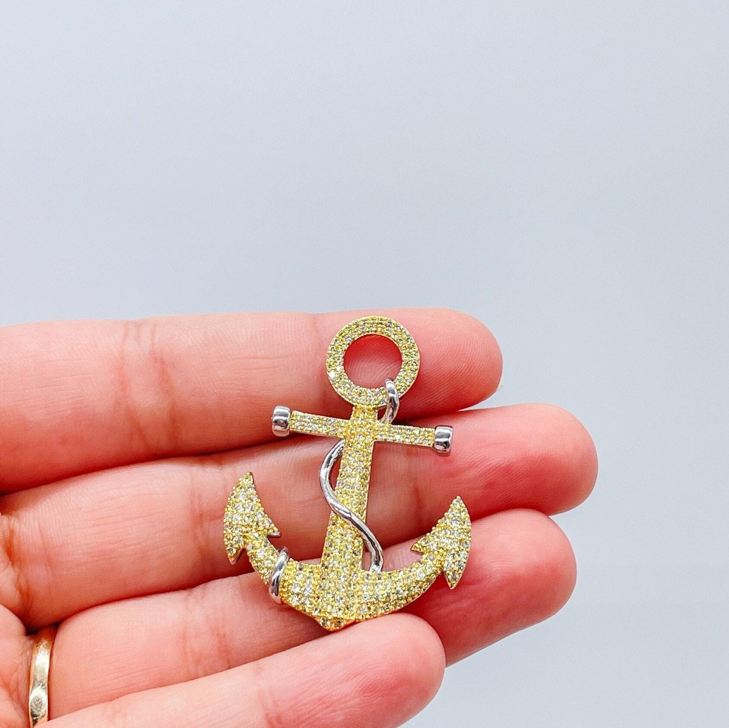 18k Gold Filled Micro Pavê Zirconia Anchor Charm Pendant