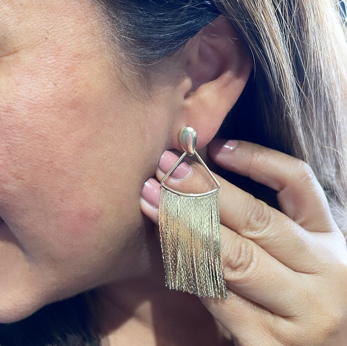 18k Gold Filled Triangle Shaped Chandelier Earrings