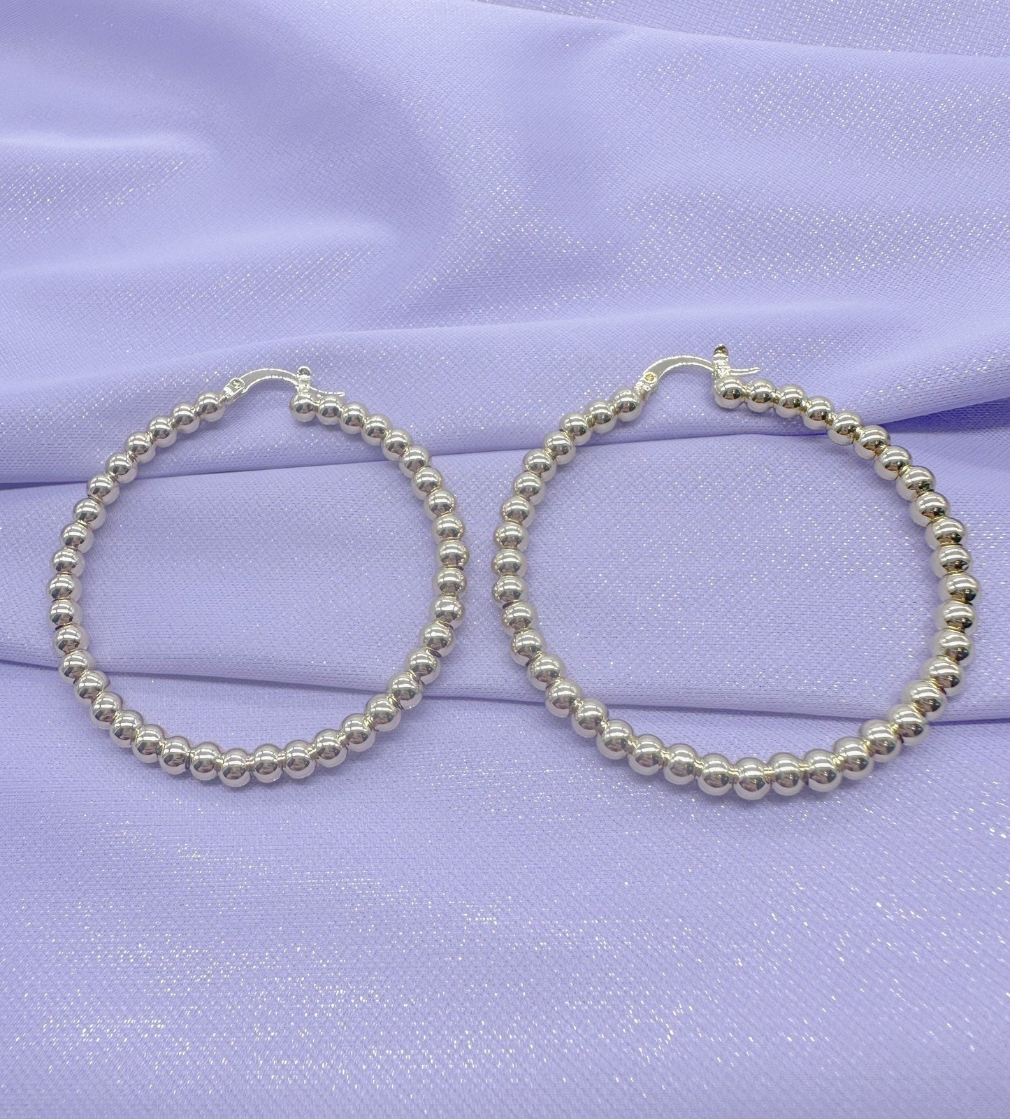 18k Gold Filled 4mm Beaded Hoop Earring