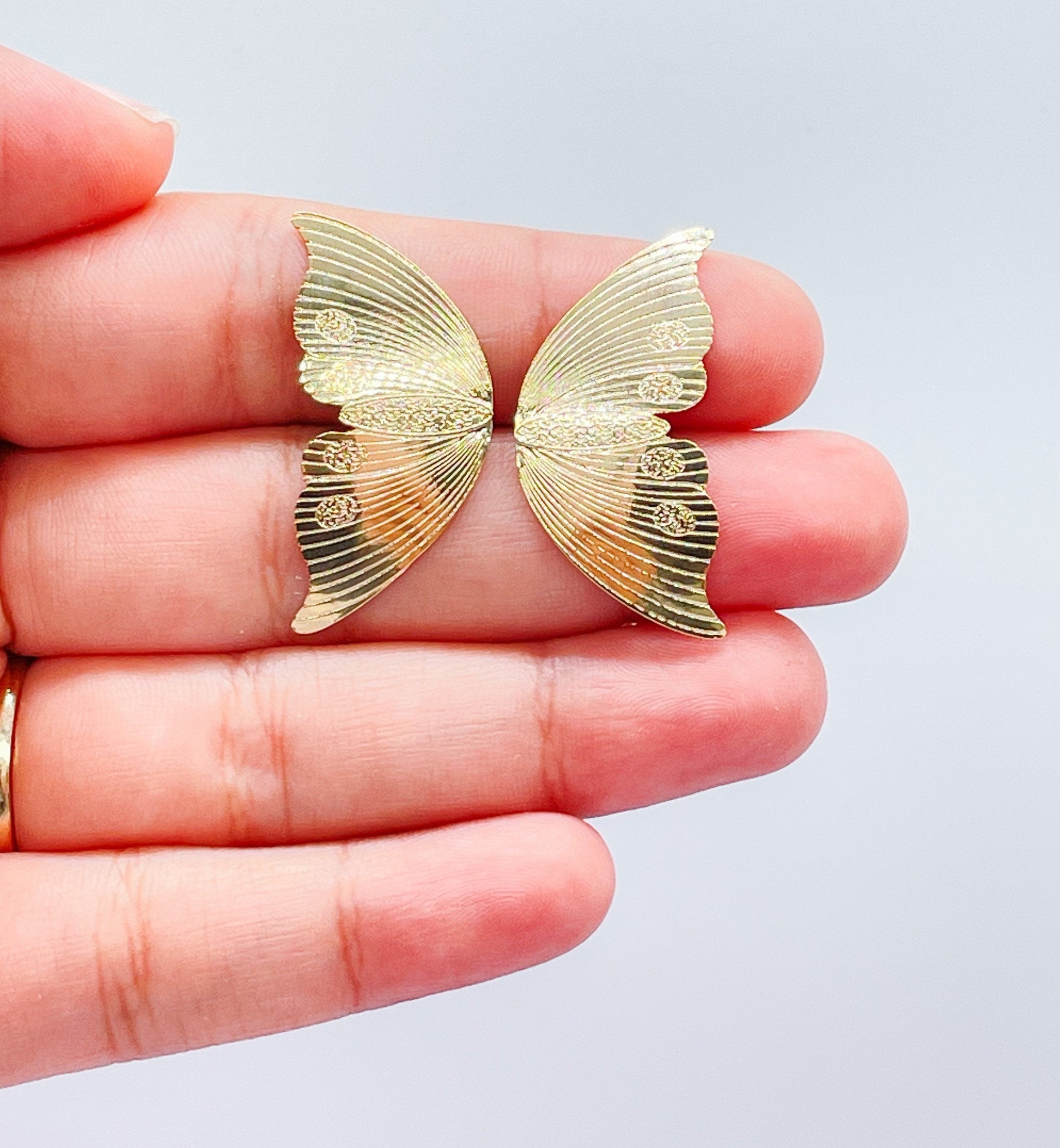 18k Gold Filled Flat Thin Butterfly Wing Earrings