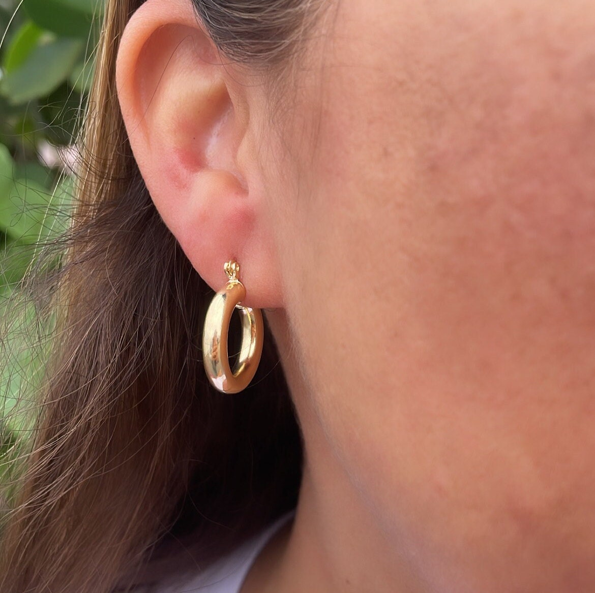 18k Gold Filled Small Smooth Classic Plain 4mm Thick Hoop