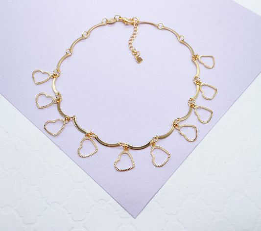 18k Gold Filled Dainty Heart Charm Anklet