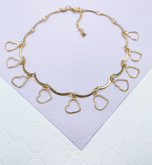 18k Gold Filled Dainty Heart Charm Anklet