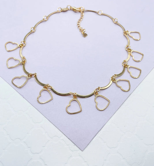 18k Gold Filled Dainty Heart Charm Anklet