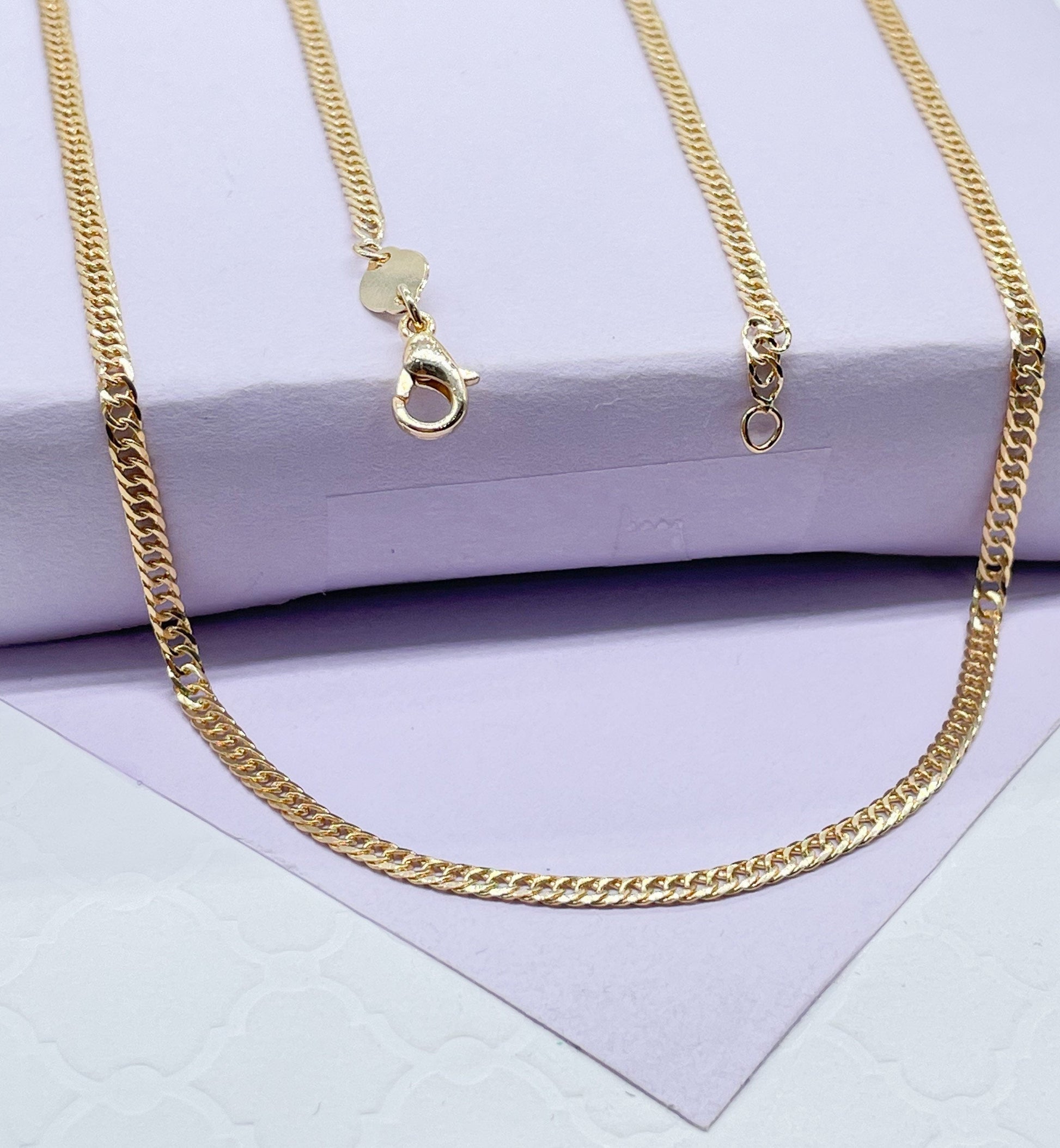 18k Gold Filled Thin Flat Double Cuban Link Chain