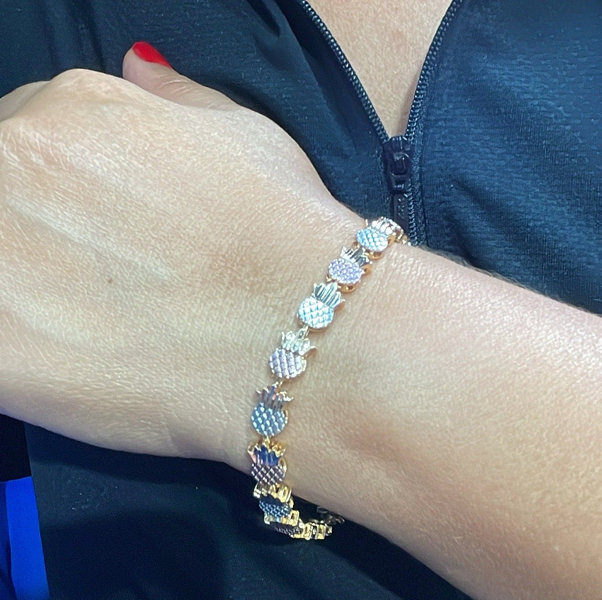18k Gold Filled Tri-Colored Pineapple Bracelet