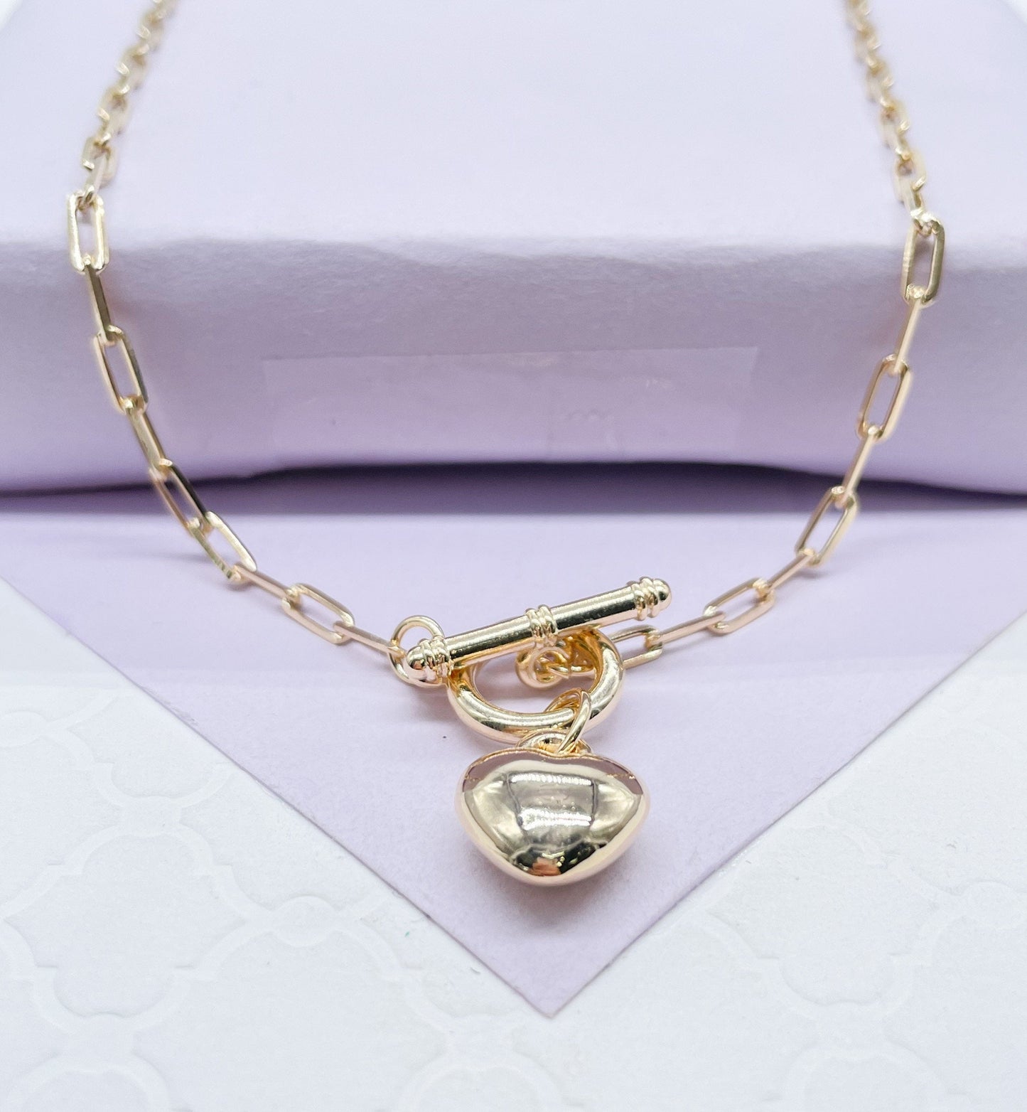 18K Gold Filled Puffy Baby Heart Choker
