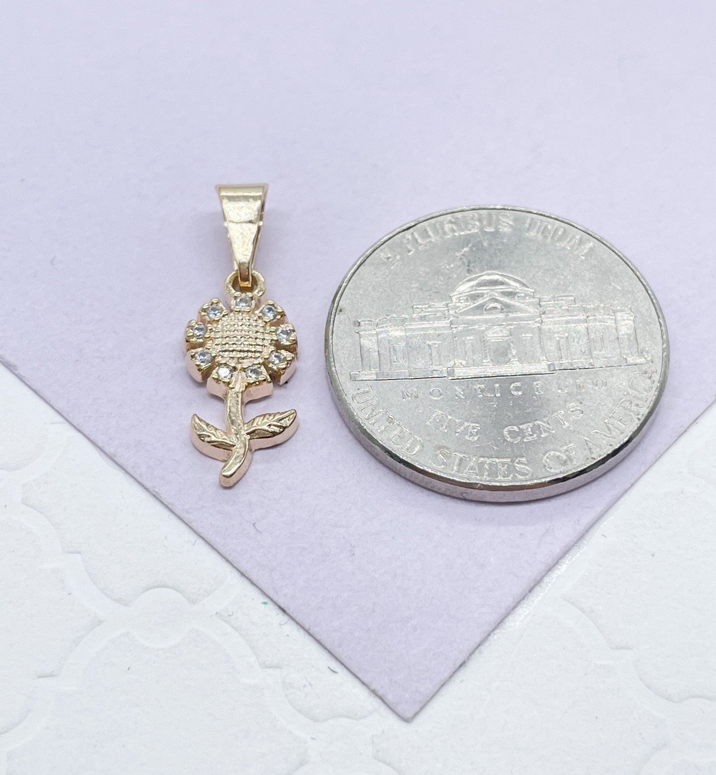 18k Gold Filled Dainty Sunflower Set